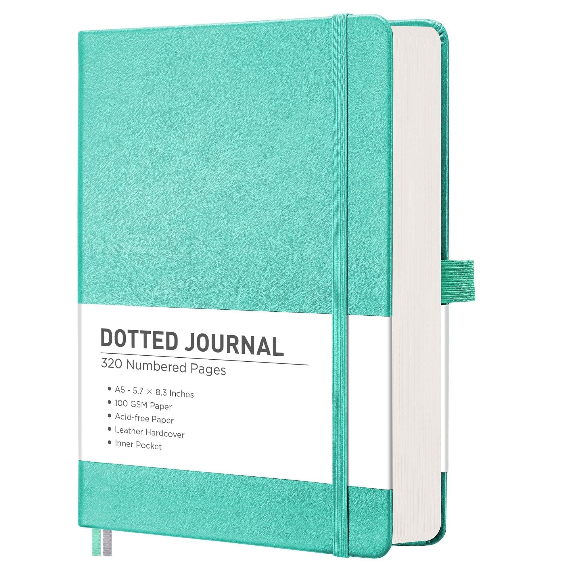 Cuaderno A5 punteado RETTACY de 320 páginas con tapa dura de cuero para notas