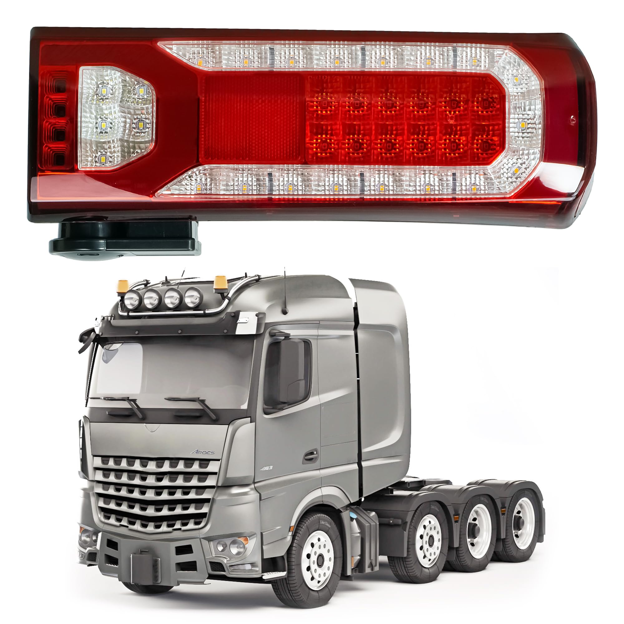 LONGLING Luz trasera derecha, luz trasera LED completa 24 V luz trasera para Mercedes Actros Arocs Antos Atego camión MP4 MP5