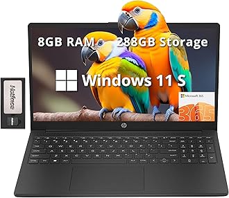 HP 15.6" HD Laptop, Intel N200 Processor, 8GB RAM, 288GB Storage(128GB SSD+160GB Docking Station Set), Intel UHD Graphics, Numeric Keypad, HD Webcam, Wi-Fi 6, 1 Year Office 365, Win 11 S, Black