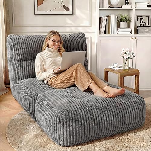 Puf gigante para adultos, 31.49 pulgadas de alto, con otomana plegable para sala de estar, dormitorio o balcón, silla grande para leer, juegos, sofá