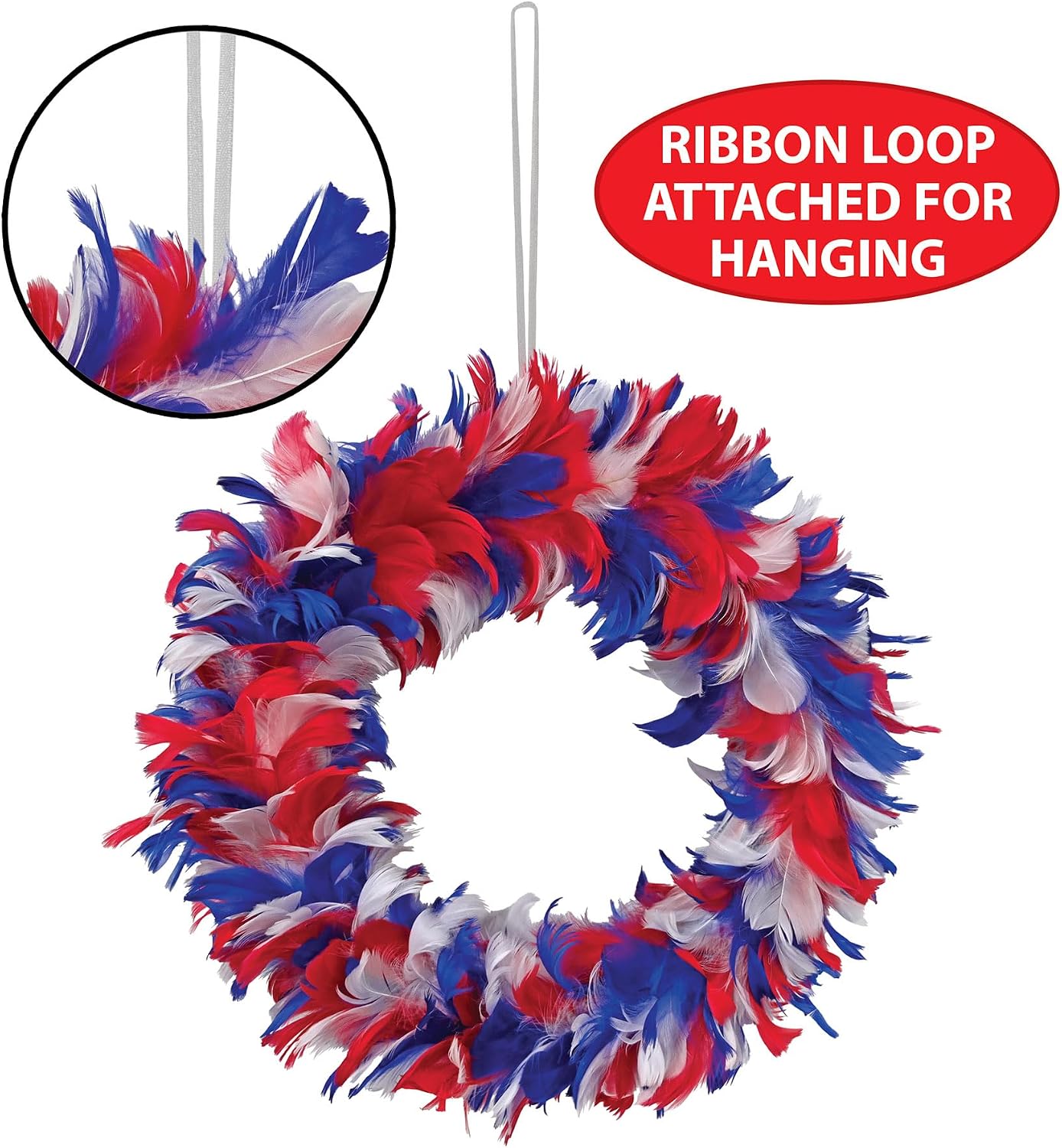 Feather Wreath (red, white, blue) Party Accessory  (1 count)