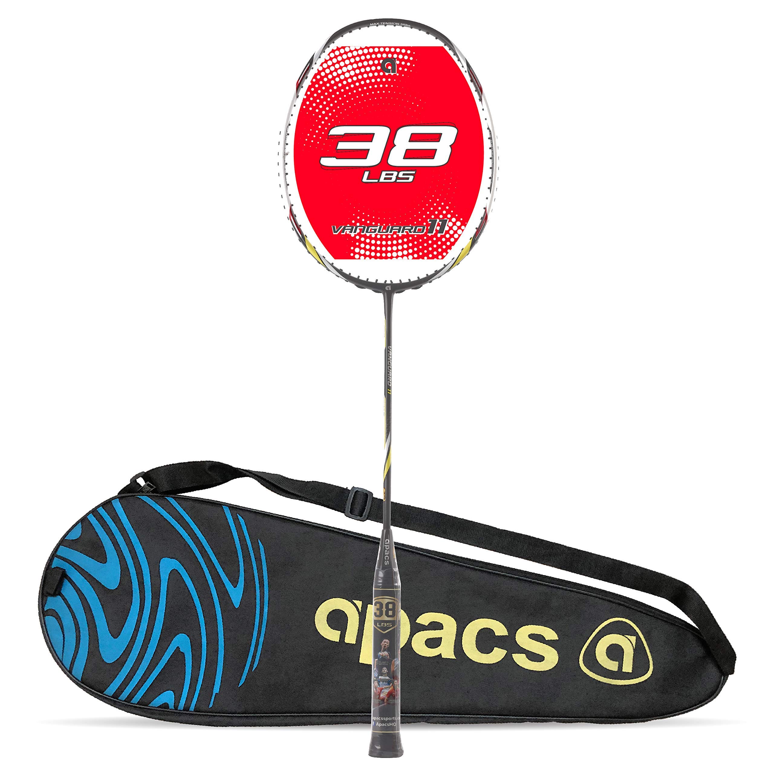 Apacs Vanguard 11 (Mega Tension - 38LBS) Unstrung Full Graphite Badminton Racquet with Full Cover