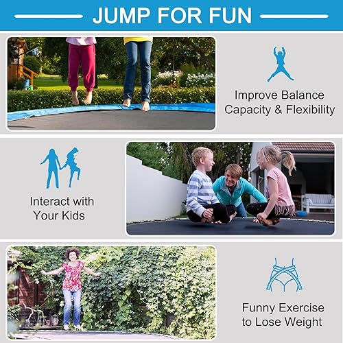 Miniatura 7 de Giantex Trampolín para niños y adultos, aprobado por ASTM 8, 10, 12, 14, 15, 16 pies, cama elástica grande con escalera, tubos de acero de grosor