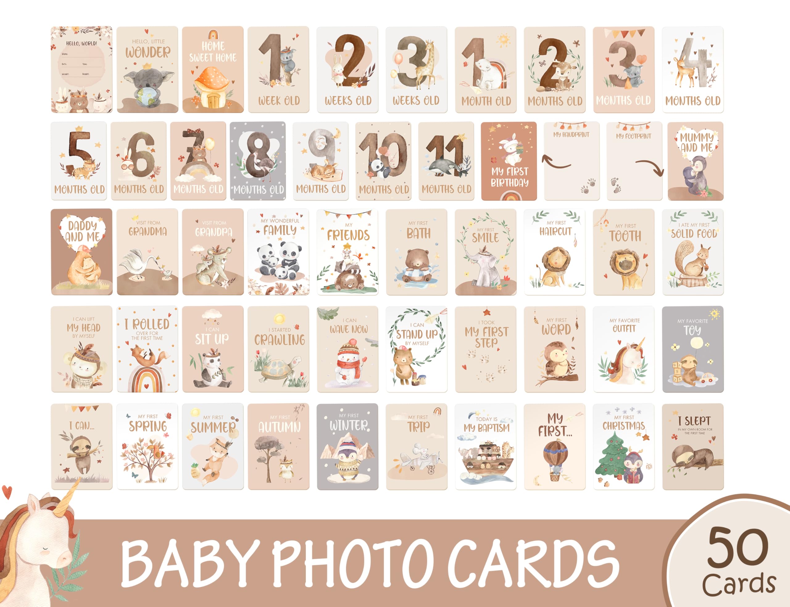50 Baby Milestone Cards - Unisex Baby Memory Cards in Gift Box - Ideal for Baby Shower New Parents & Pregnancy Gift Keepsake - Image 2