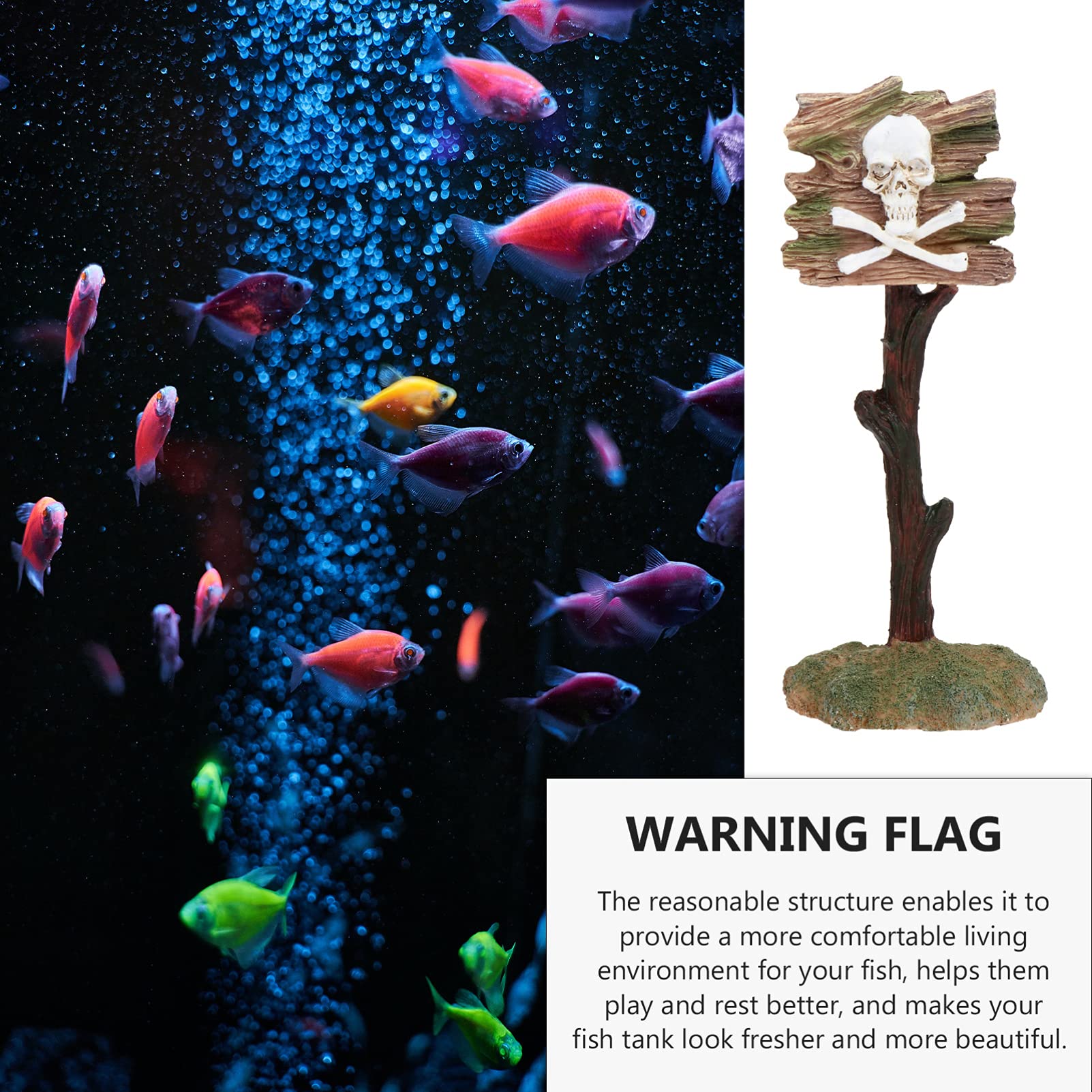ULTECHNOVO 3pièces Ornement Résine Forme De Crâne pour Aquarium Décoration Originale avec Signal Avertissement pour Créer Une Ambiance Unique Votre Réservoir Eau