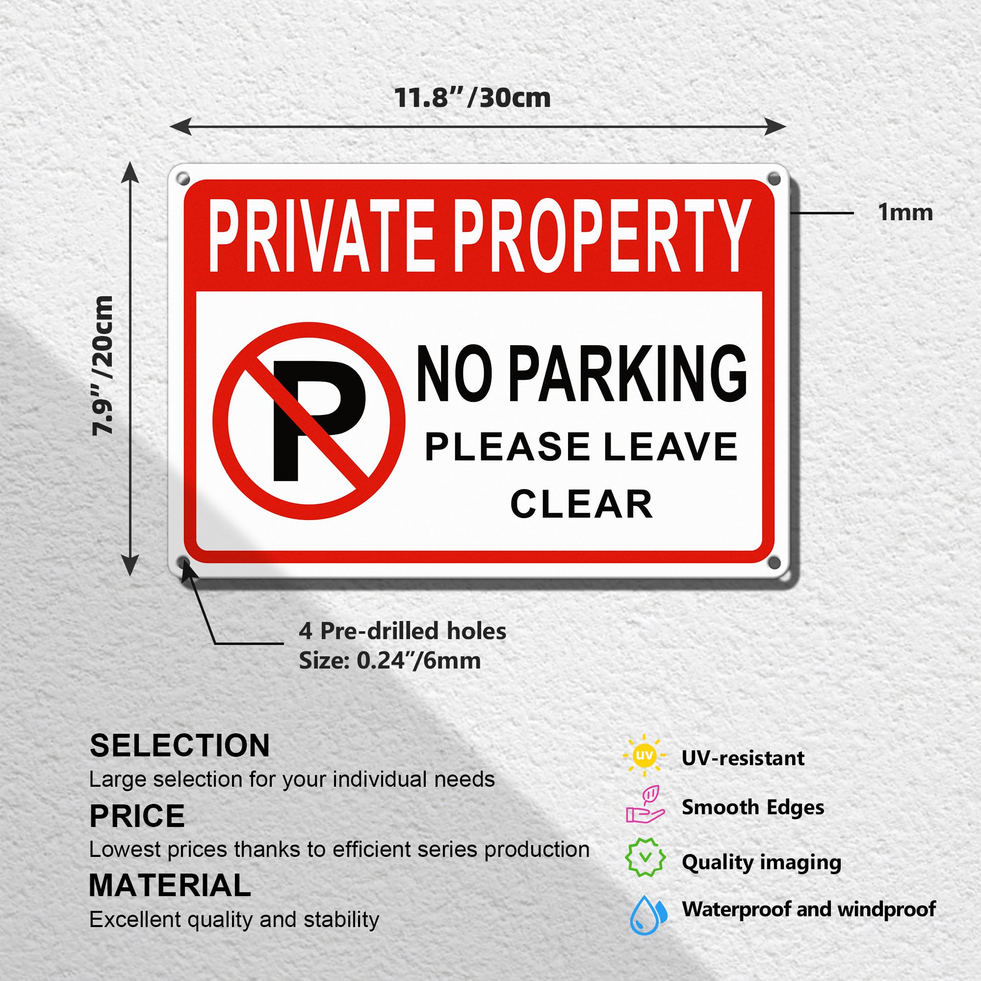 TAKULA 30 * 20CM No Parking Signs Outdoor-Keep Clear,30 * 20CM Private Property Sign Outdoor,Private Parking Sign s are Waterproof - Image 2
