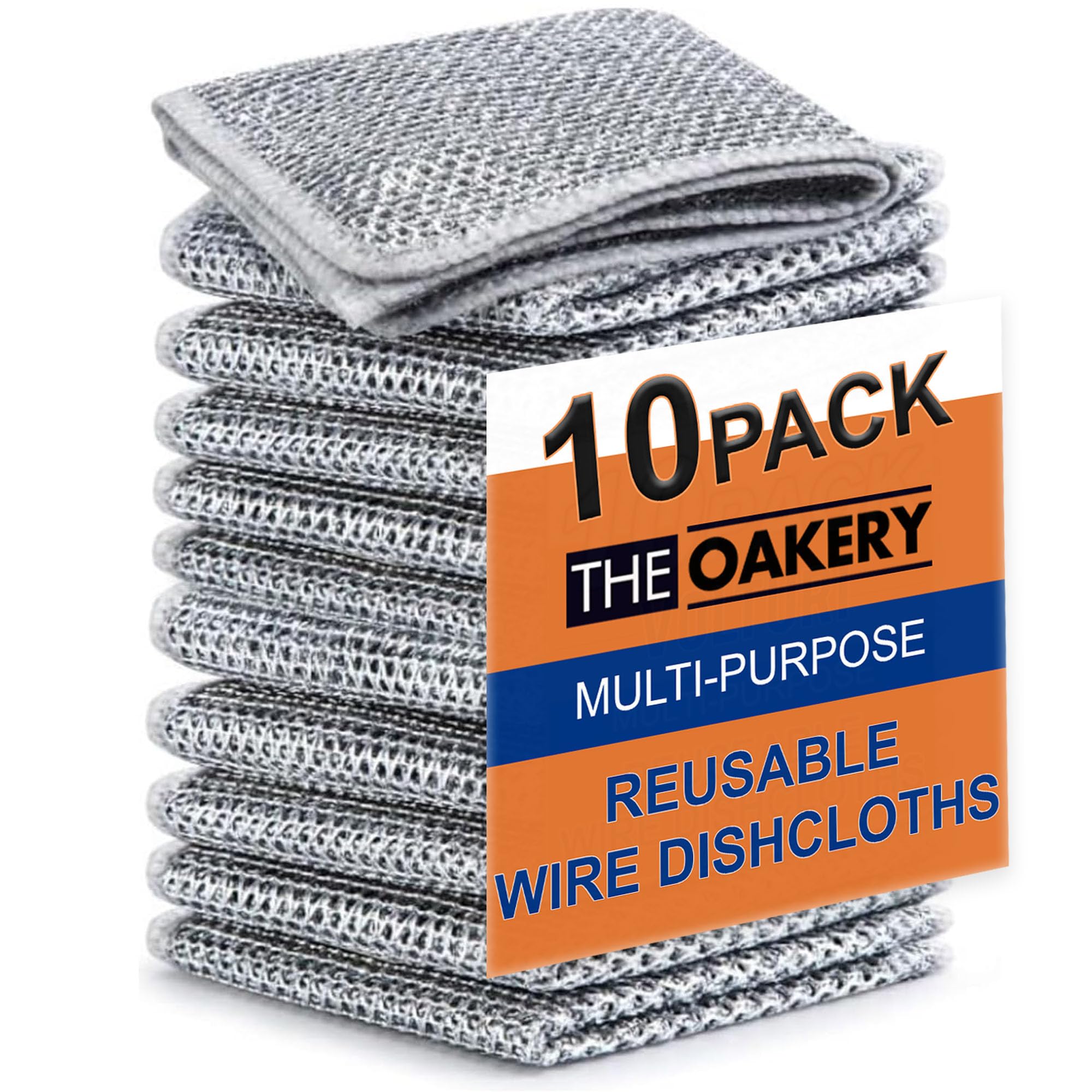 The Oakery Multipurpose Wire Dishwashing Rags for Wet and Dry (Pack of 10) - Non Scratch Dish Wash Cloth Steel Wire Dish Cloth Vessel Cleaning Scrub - Reusable Easy Rinsing Wire Dish Cloth for Kitchen (B0D7CRPJMD) Amazon Price History, Amazon Price Tracker