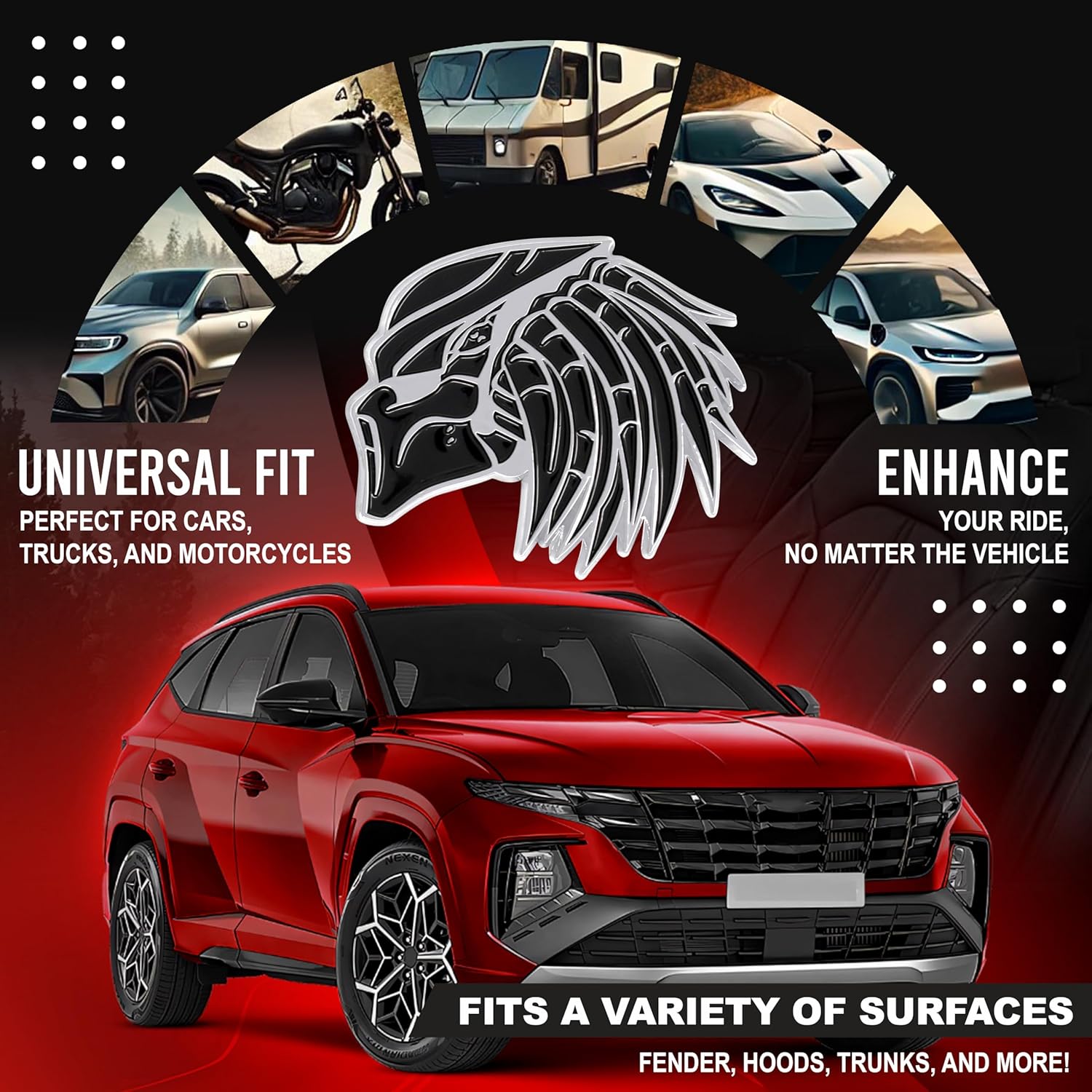 Predator Emblem, Custom 3D Exterior Automotive Accessories, Universal Fit for Car, Truck, SUV (Set of 2) (Chrome)