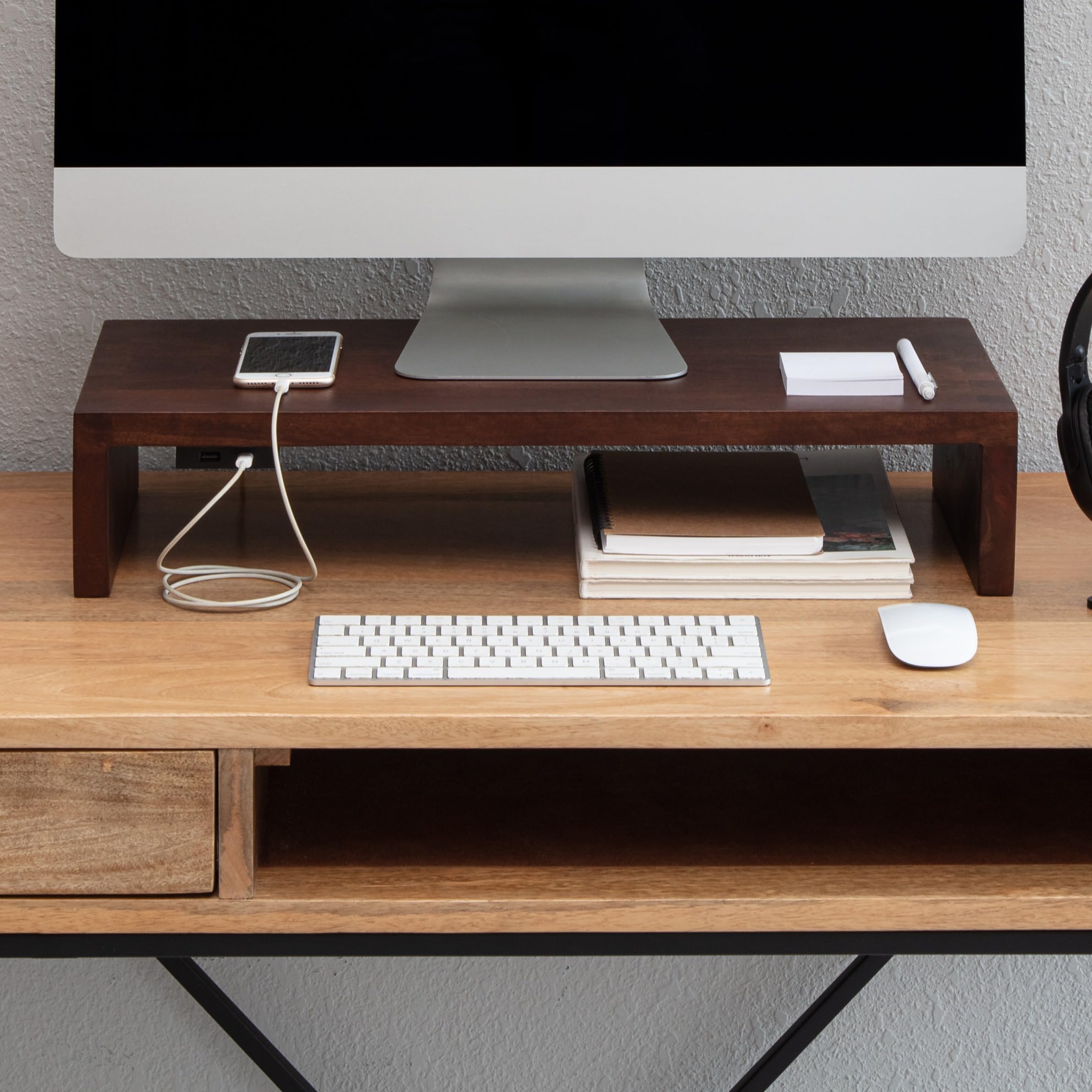 Anji Mountain Wooden Monitor Stand - Elegant Monitor Riser, Perfect Monitor Stand for Desk Organization, Durable Wood Construction monitor stands,
