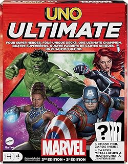 Mattel Games UNO Ultimate Marvel Card Game with 4 Character Decks, 4 Collectible Foil Cards & Special Rules, 2-4 Players, ...