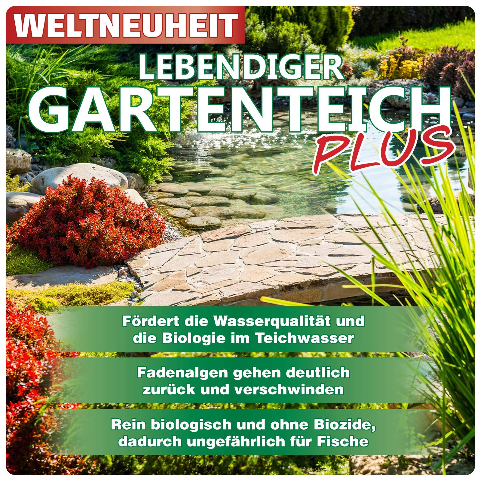 AQUASAN Bio Lebendiger Gartenteich Plus (Fördert die Wasserqualität, entfernt Fadenalgen, Schadstoffe, Schwimmteiche, Algenmittel), Inhalt:10 kg