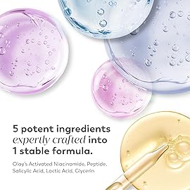 Olay Super Serum Night Repair, Fragrance-Free - Niacinamide, Peptide, Salicylic & Lactic Acid, Glycerin - 5-in-1 Skin Care Benefits - Hydrating, Evens Tone, Reduces Dark Spots, Anti-Aging, 1.0 Oz