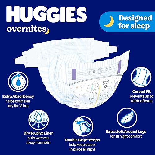 Miniatura 7 de Huggies Pañales Overnites pañales para bebé, talla 7 (41+ libras), 68 unidades (2 paquetes de 34)