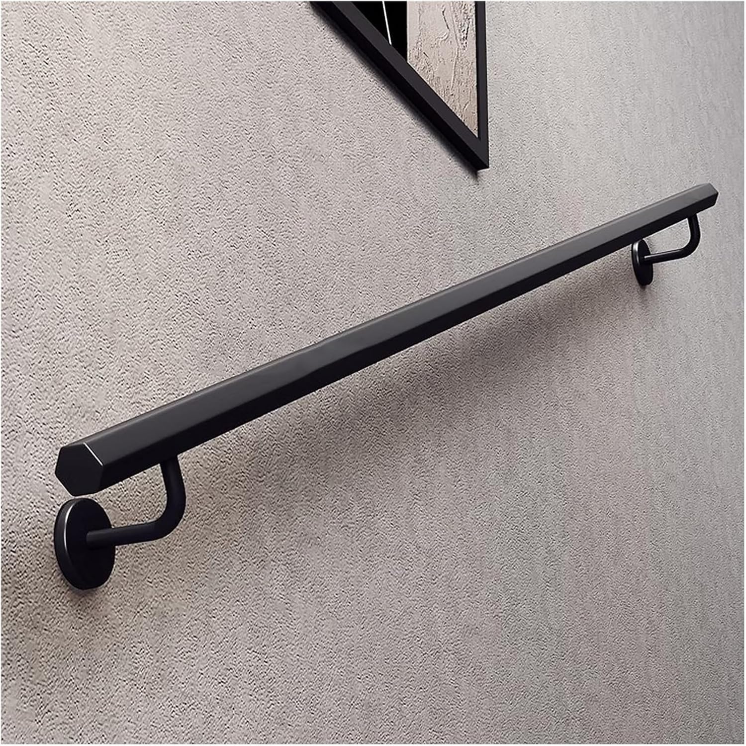Main courante murale contre les chutes pour escalier intérieur en métal noir 2m