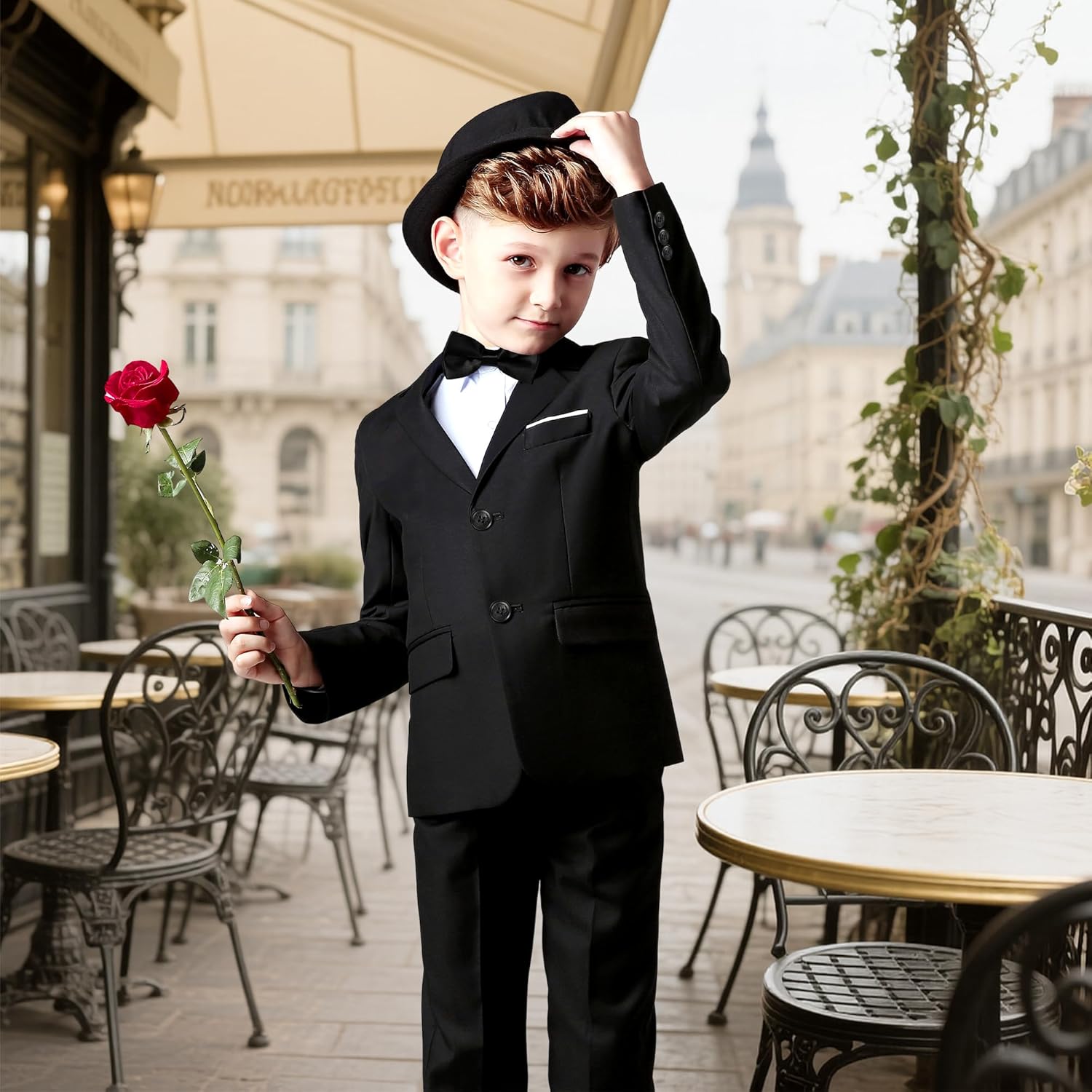 Boys Slim Fit Suit, Formal Tuxedo Dress Suit Set for Teenage Boy 5Pcs Toddler Suits Wedding Outfit Homecoming - Image 6