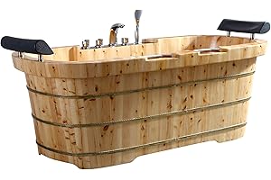 Alfi Brand 2 Person Free Standing Cedar Wood Bathtub