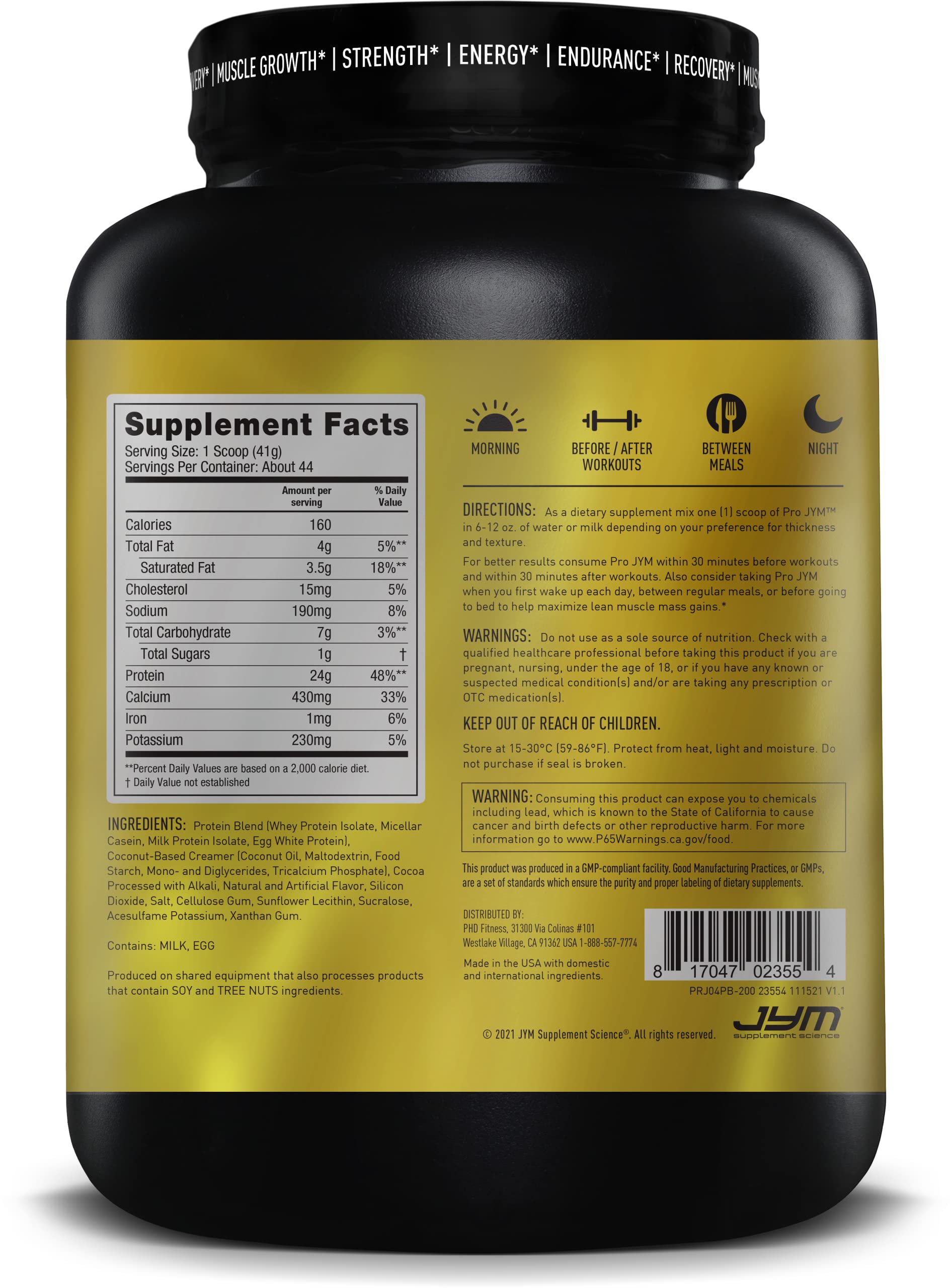 Pro JYM 4lbs Chocolate Peanut Butter Protein Powder Whey, Milk, Egg White Isolates, & Casein