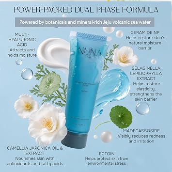 NUNA Double Phase Hydration Cream - Multi-Hyaluronic Acid, Ceramide NP, Camellia Japonica Oil & Extract, Ectoin, Madecassoside, 2.71 fl oz