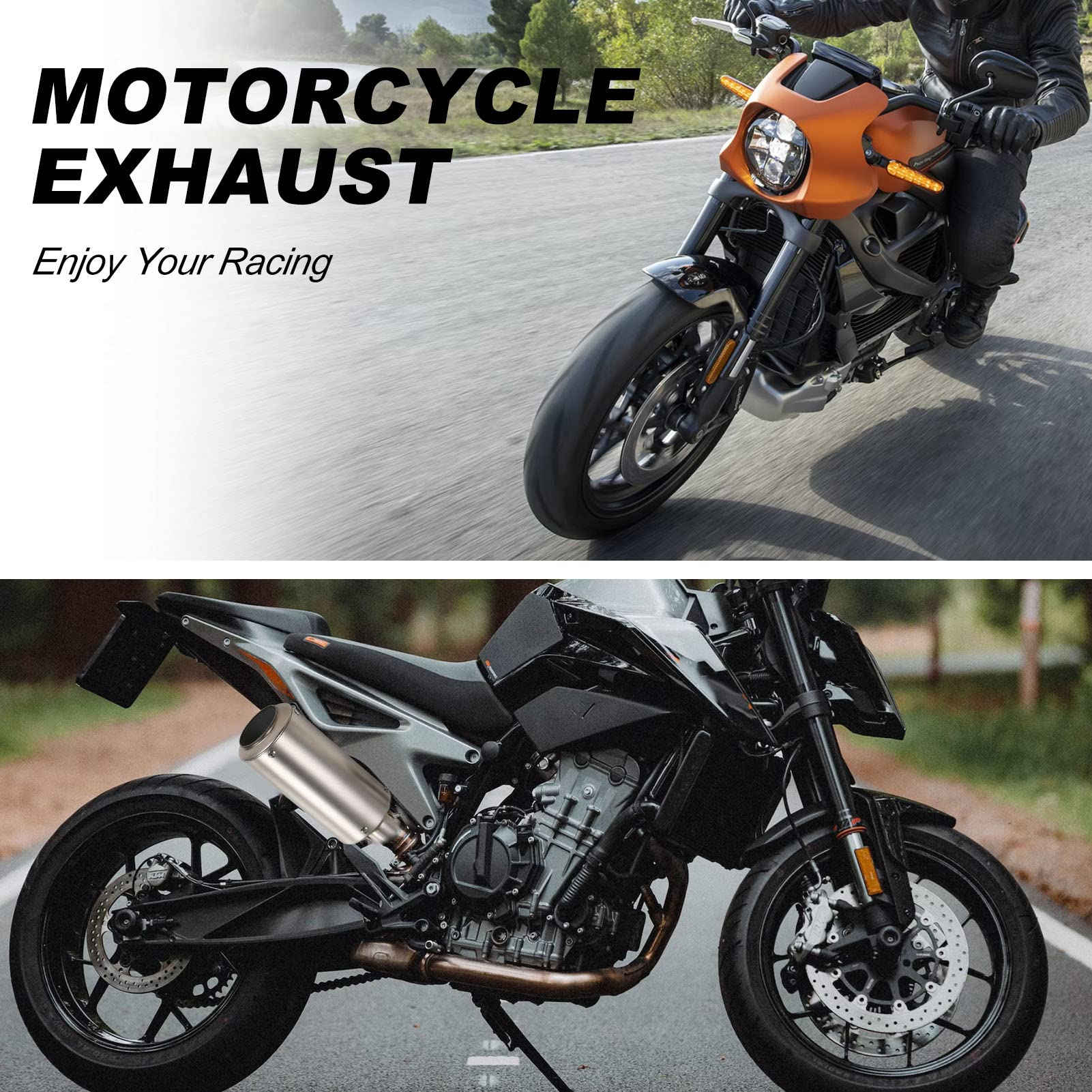 Silenciador de Tubo de Escape Universal 38-51mm para Moto ATV