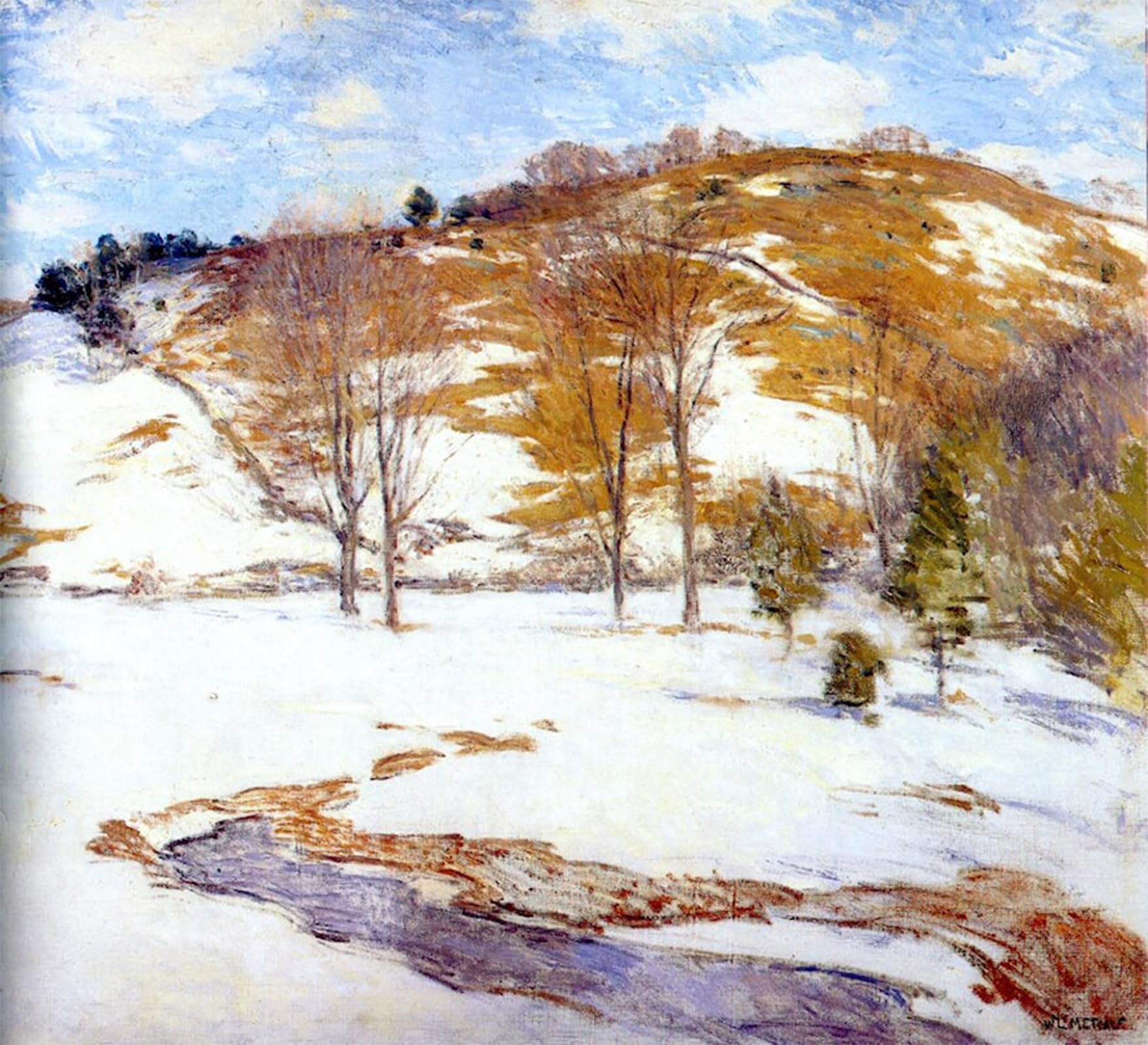 SERENDIPITP Aesthetic Poster Photo Wall Print Retro Picture Snow in the Foothills Willard Leroy Metcalf Modern Wall Artwork for Home Decor 60x90cm