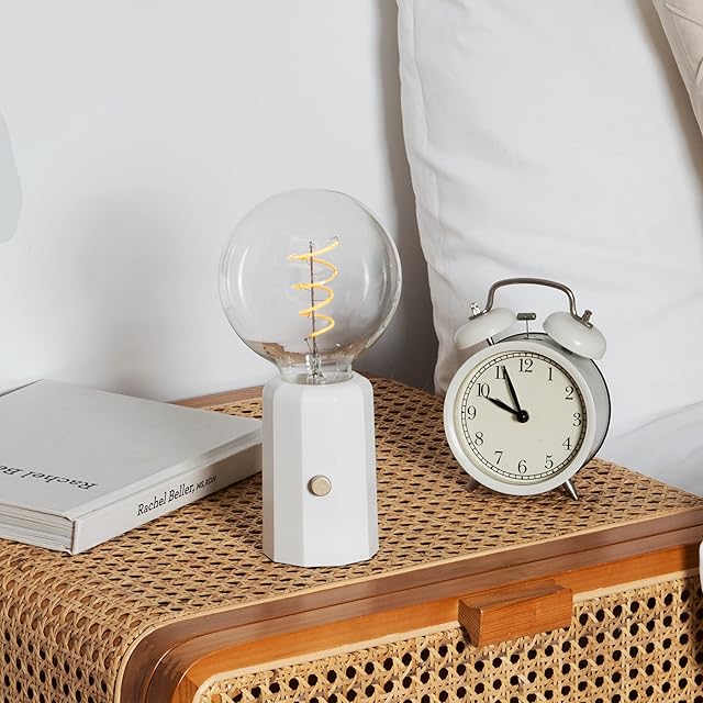 LANOVA Bubble Table Lamp, Spiral Shaped Filament Cordless Lamp, Minimalist Lamp for Room Decor, Bedroom and Office