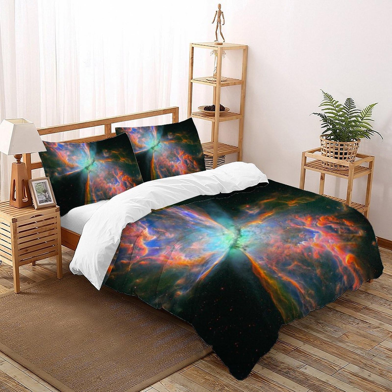 Linge de lit microfibre 200x200cm motif imprimé galaxie en relief 3D