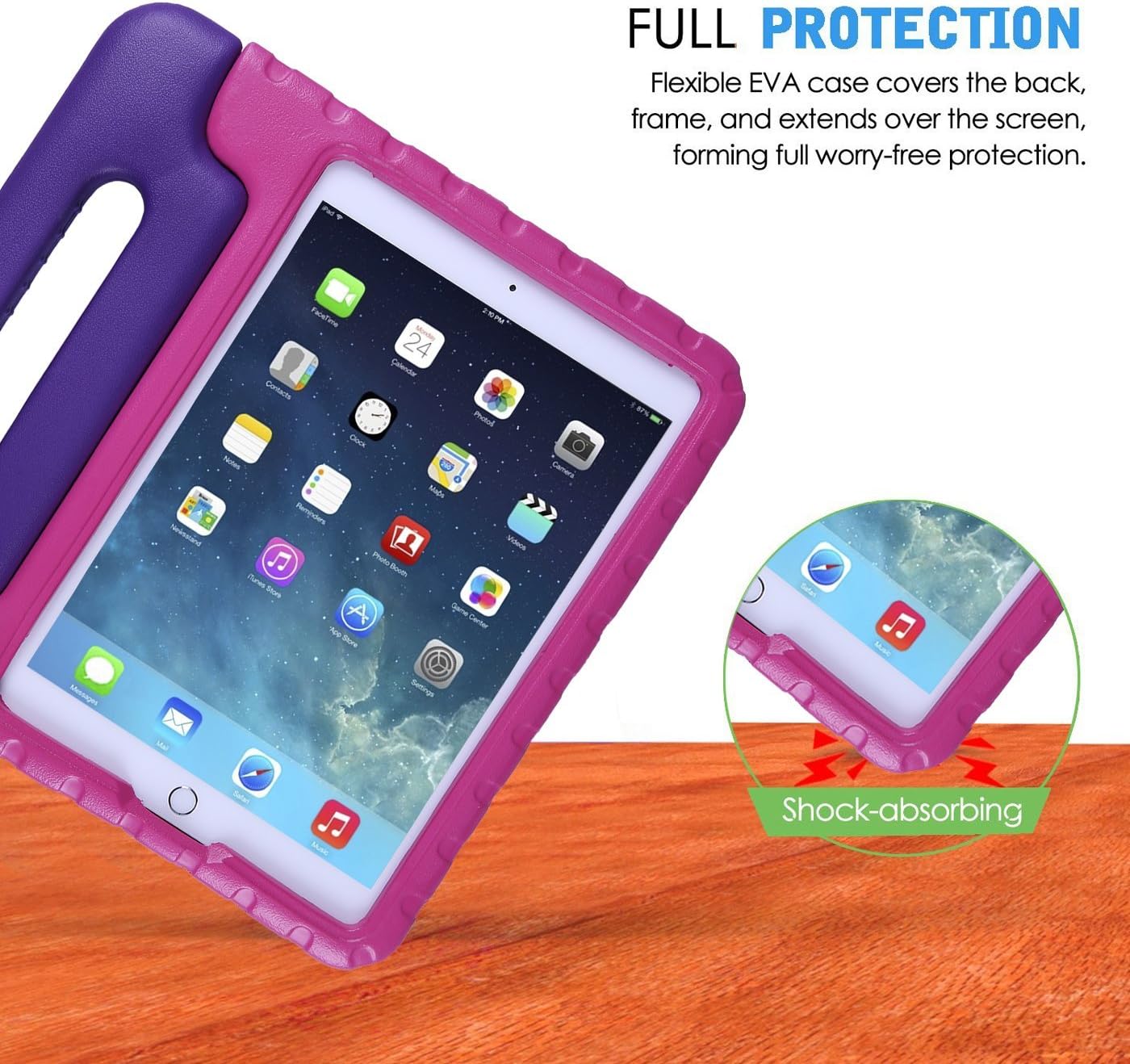 HDE iPad 6th Generation Case for Kids iPad 9.7 inch 5th and 6th Generation Cases for Kids Shock Proof Protective Light Weight Cover with Handle Stand for Apple iPad 9.7 with Pencil Holder Pink Purple