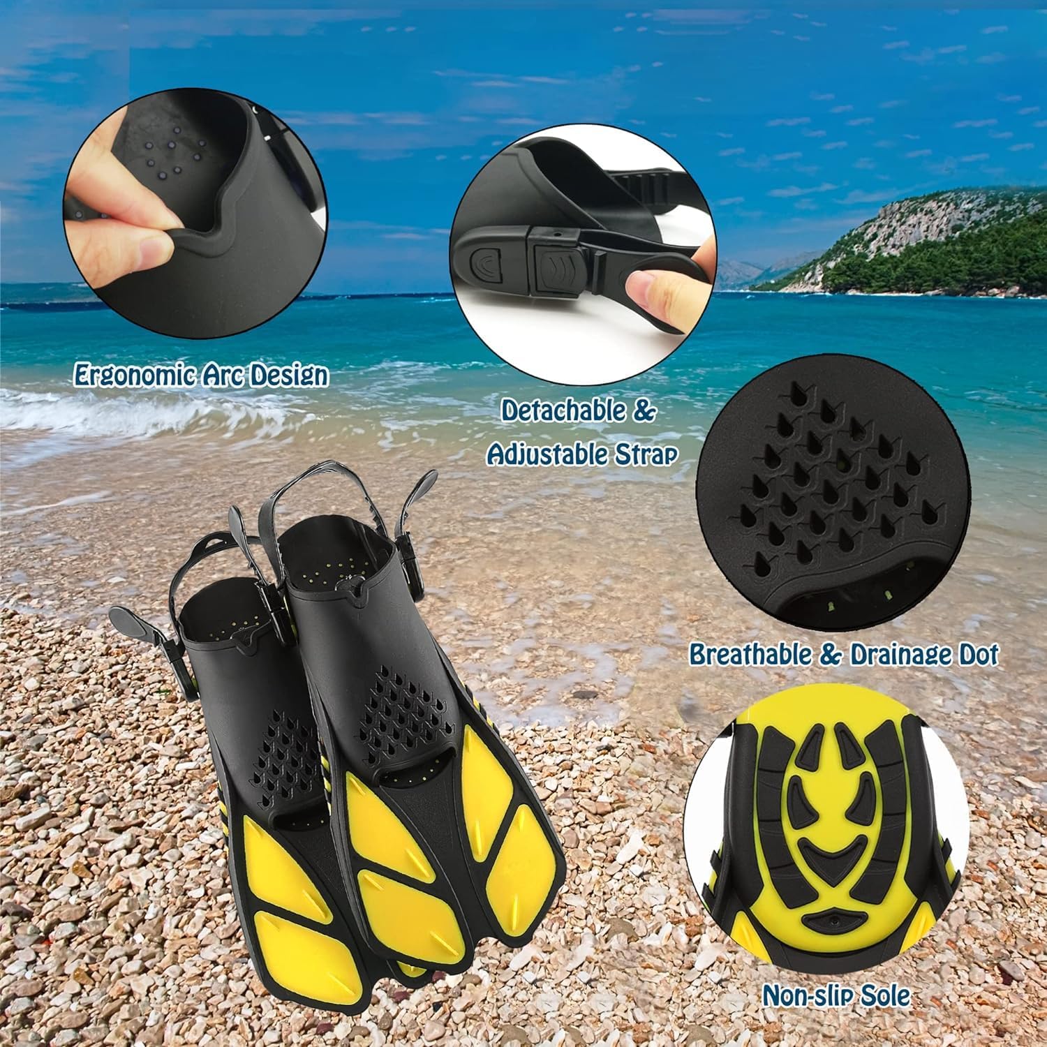 Delavala Dry Snorkel Set Kids (Yellow - S/M ) - ,Panoramic Wide View,Anti-Fog Scuba Diving Mask,Professional Snorkeling Gear