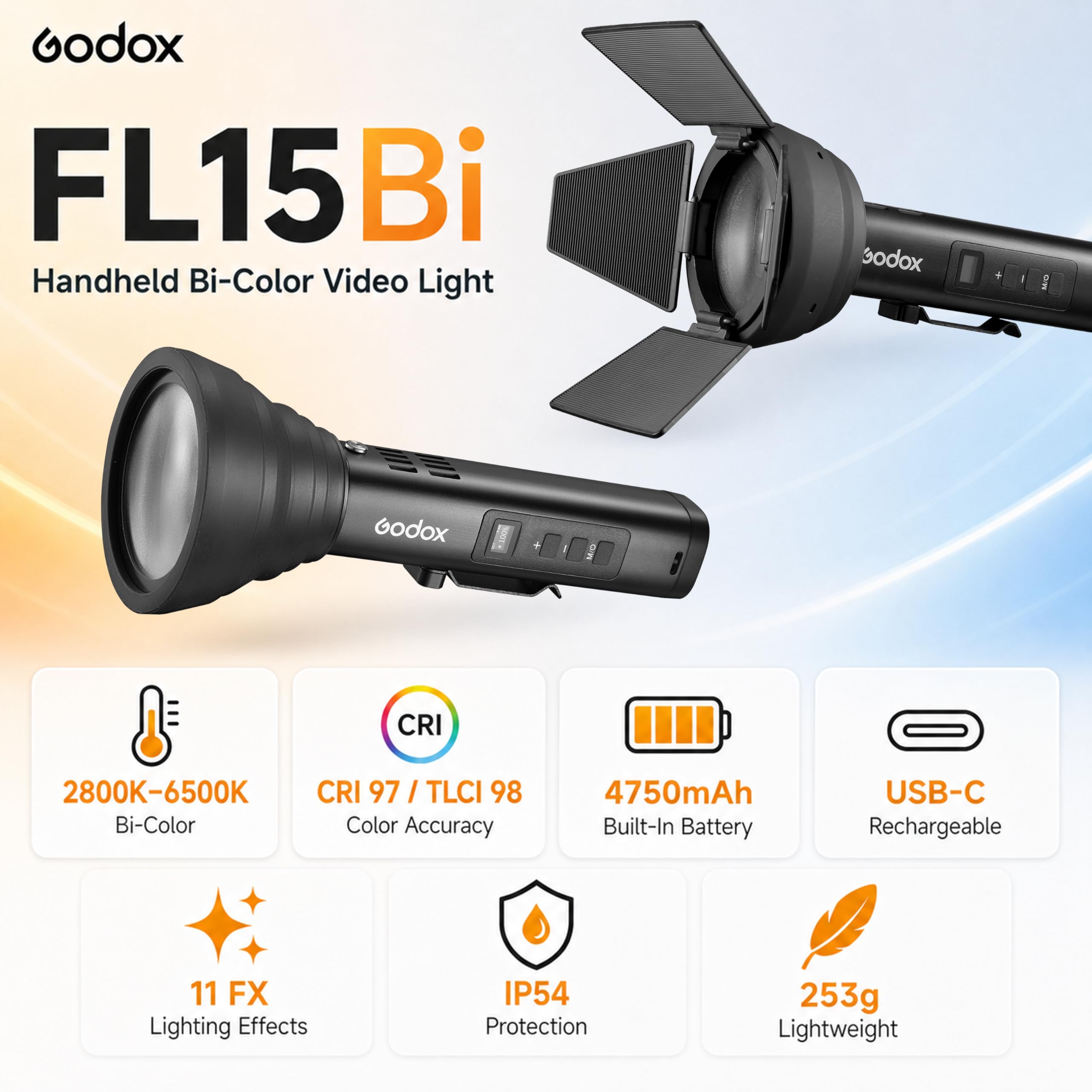 Amazon.co.jp: Godox FL15Bi ポータブル LED ビデオライト バイカラー