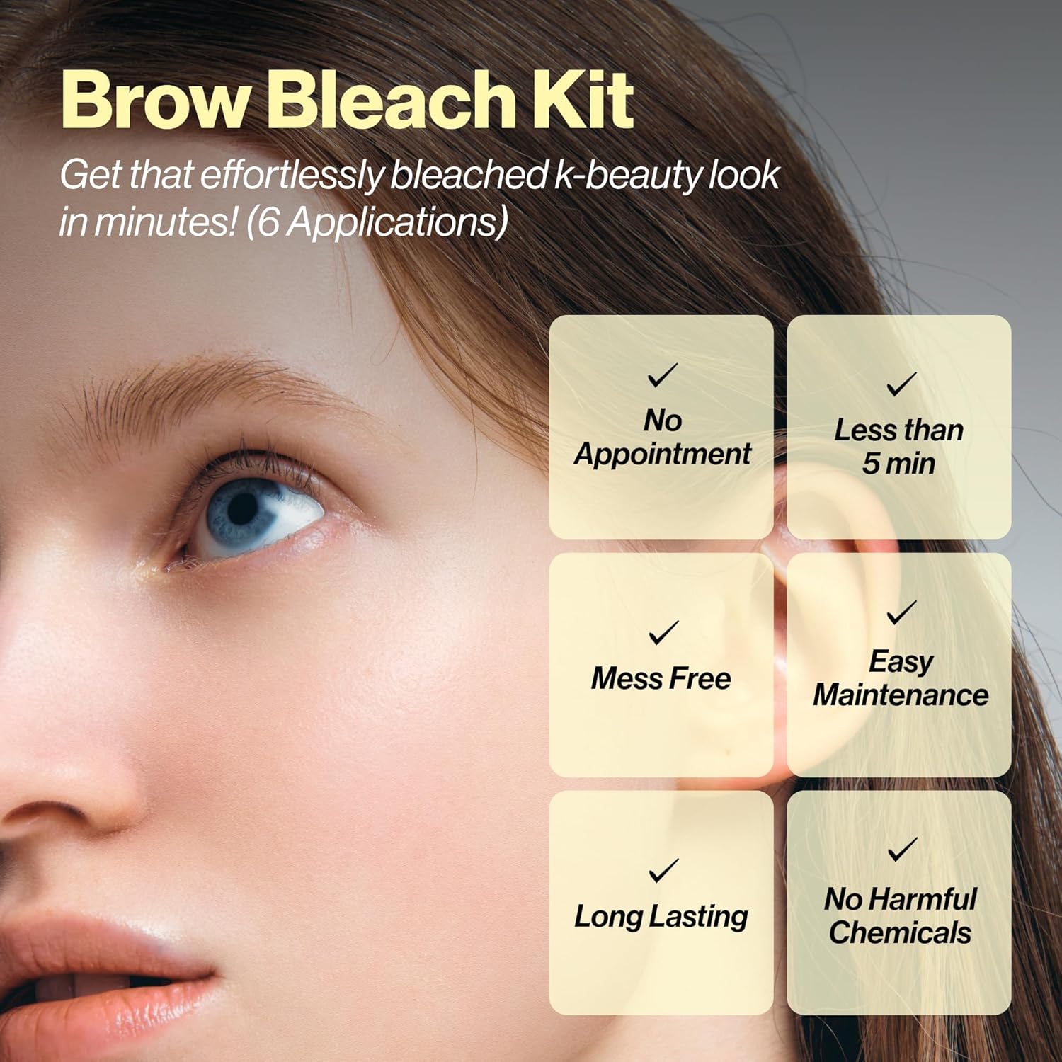 ENTROPY Makeup Brow Bleach Kit, Gentle & Effective Eyebrow Lightening Up-to 4 weeks for All Brow Types, Quick 5-Minute Application, Easy-to-Use, 6 Applications - Image 2