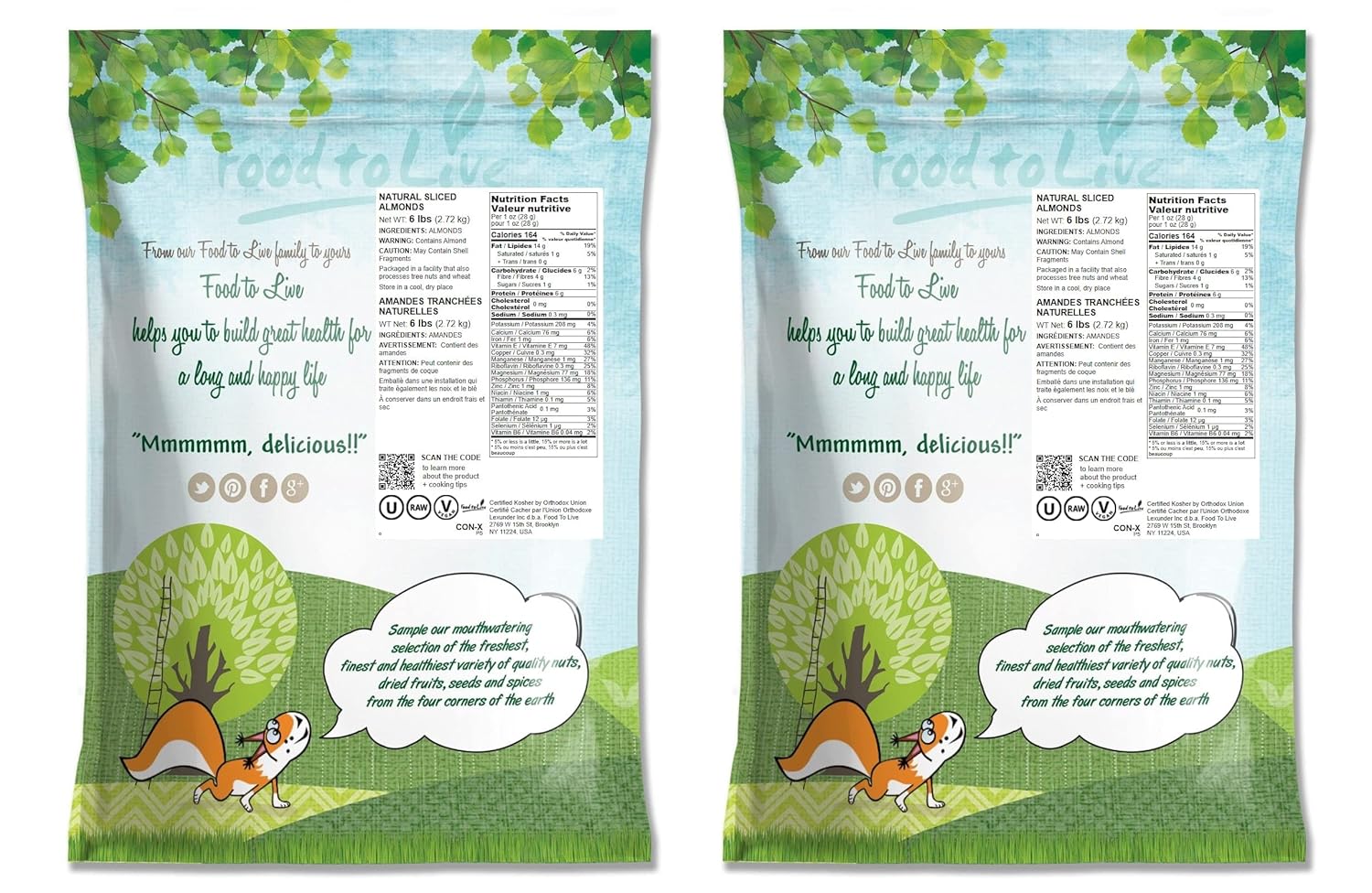 Food to Live California Natural Sliced Almonds, 12 Pounds – Raw Unblanched Almond Nuts, Kosher, Vegan, Keto, Bulk. High in Protein, Dietary Fiber, Vitamin E. Great for Desserts, Salads, Granola