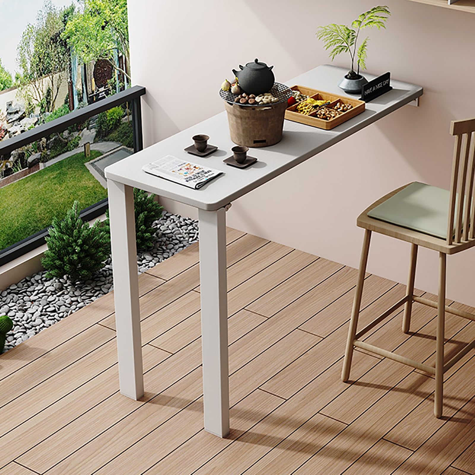Table haute de bar pliante murale rectangulaire 75x40 cm