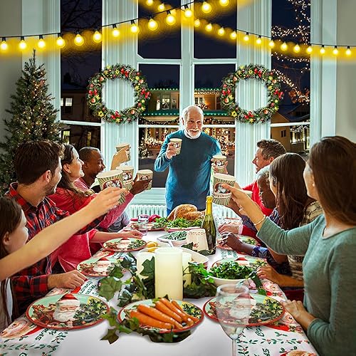 Miniatura 6 de 169 platos de papel de Navidad, servilletas, pancarta de Feliz Navidad, decoración de fiesta, casa de pan de jengibre, muñeco de nieve, suministros