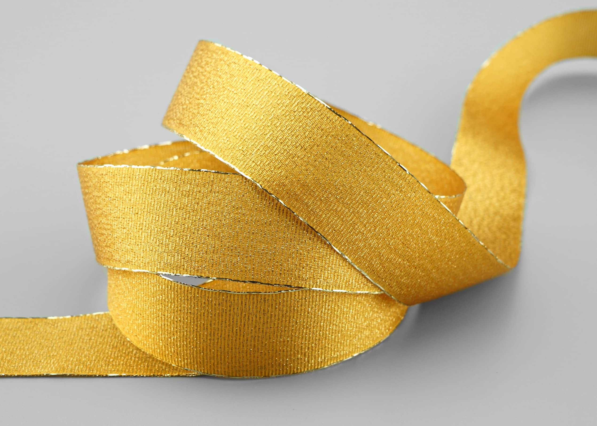 20 m x 25 mm Decorative Ribbon Vienna Mustard Gold Ribbon Metallic Gift Ribbon Shiny Brocade Lurex Wedding Christmas Decorative Ribbon - Image 4