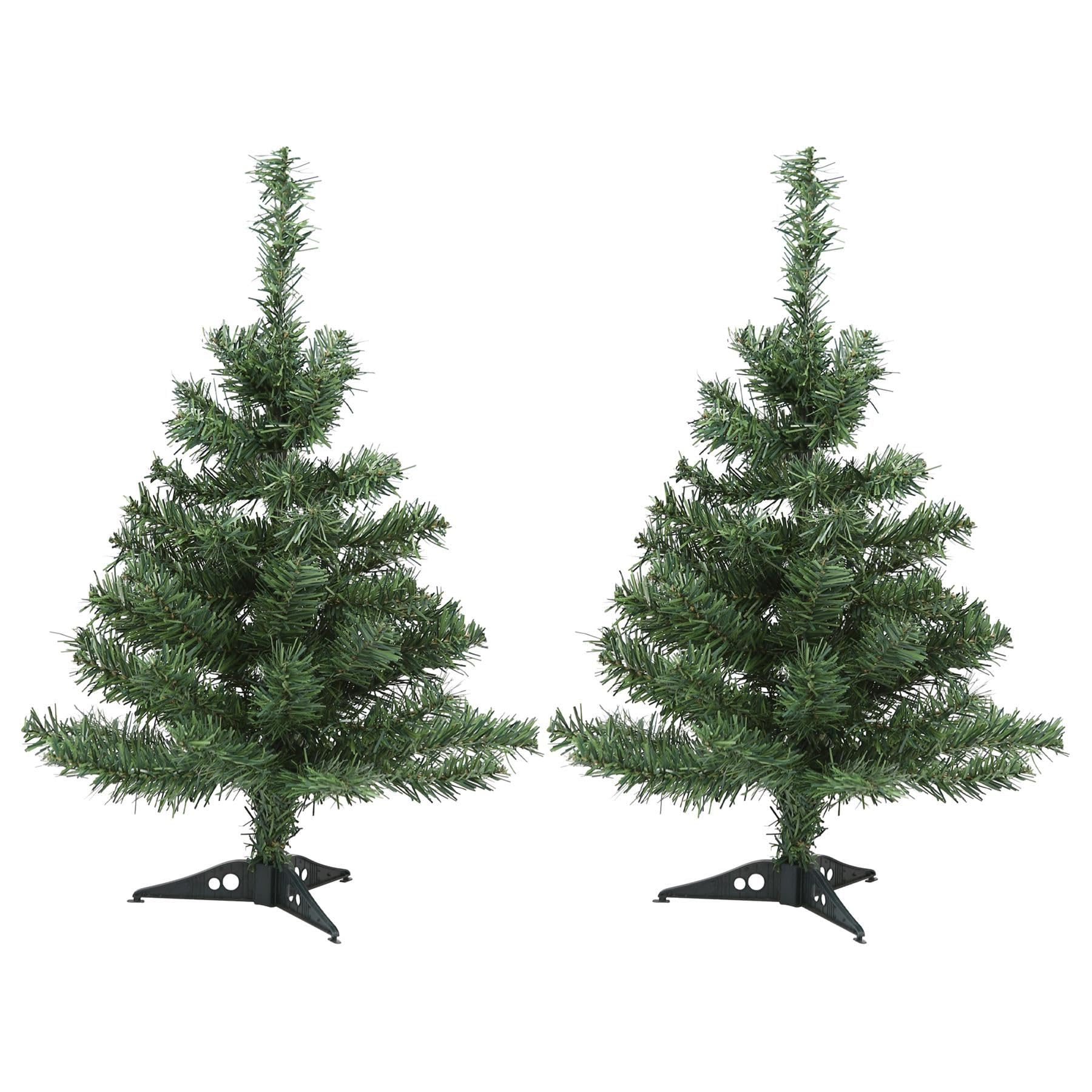 Harbour Housewares Green 2Ft Christmas Trees - 58Cm / 2Ft - Pack Of 2 - Indoor Desktop Small Xmas Tree Pine Artificial Christmas Tree With Stand Mini Tabletop Holiday Seasonal Decoration