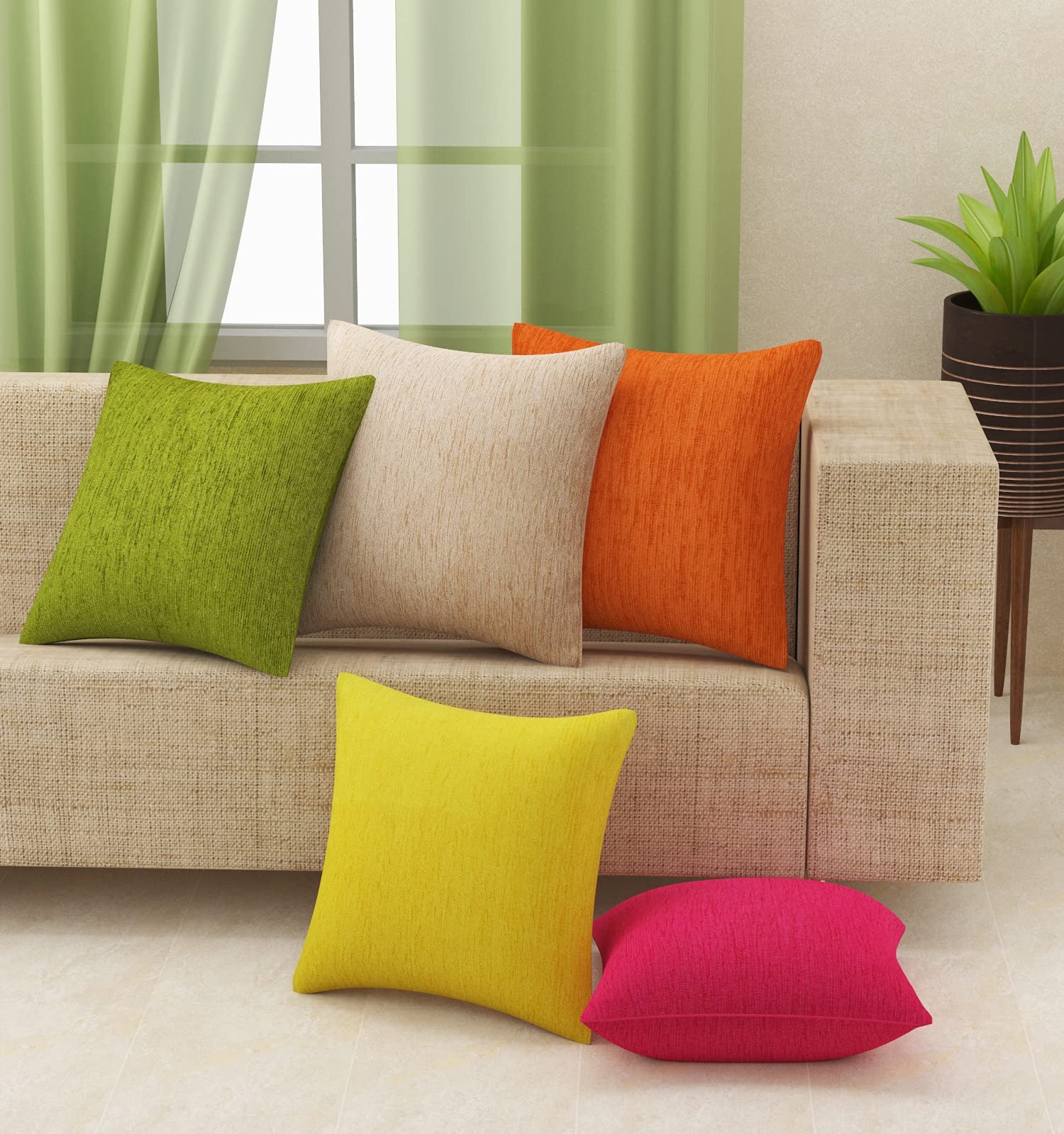 See full amazon price history chart for DEVSANG - ALL ABOUT HOME FURNISHINGS Solid Throw Pillow/Cushion Covers Set of 5, 16 x 16 inch, Multicolor Set DEVSANG - ALL ABOUT HOME FURNISHINGS Solid Throw Pillow/Cushion Covers Set of 5, 16 x 16 inch, Multicolor Set (B093HM23SS) Amazon Price History, Amazon Price Tracker