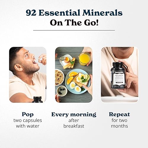 Miniatura 6 de Musgo marino Iris de 3000 mg, aceite de semilla negra, 1000 mg de Ashwagandha, 1000 mg de raíz de Burdrock, 1000 mg de vejiga con pimienta negra y