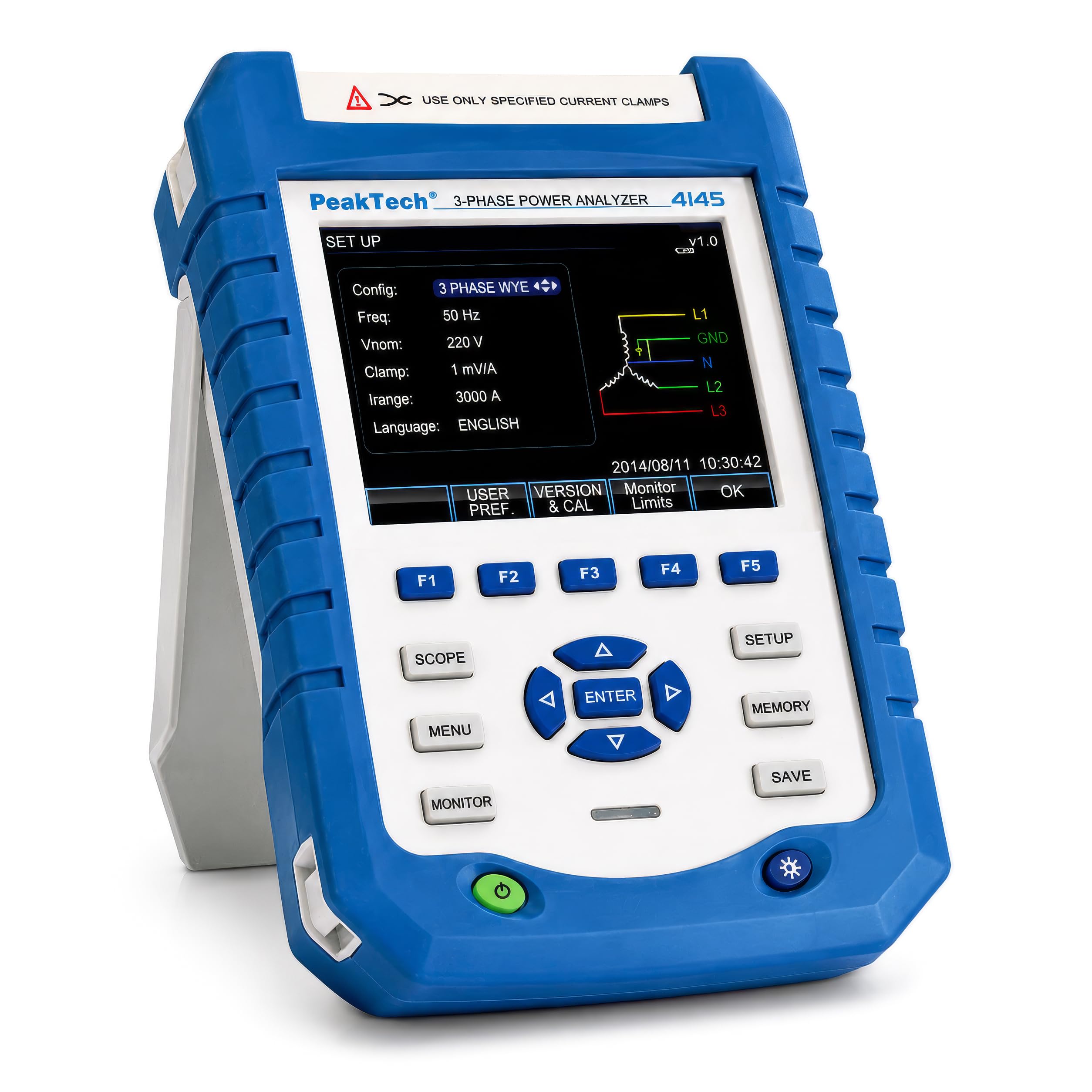 PeakTech P 4145 3-Phasen Leistungsanalysator Netzanalysator LAN USB TFT-Farbdisplay Datenlogger CAT III 1000 V