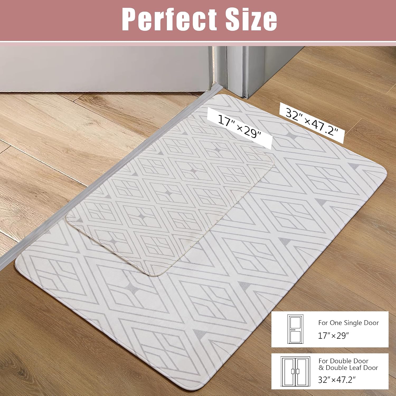 VECELO Front Door Mat Indoor Welcome Mat Outdoor, Absorbent Muddy Kitchen Rugs for Home Entrance Floor, Durable Entryway Rug, Non-Slip Rubber Backing Doormat, Easy Clean, Low Profile, 29"x17"