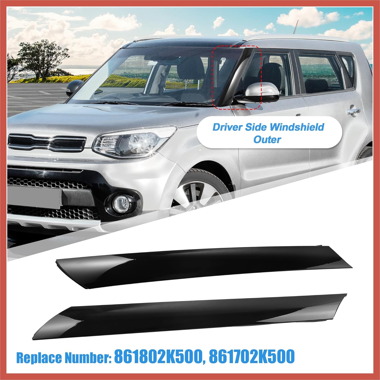 ACROPIX Pair Windshield A-Pillar Trim Panel for Kia Soul 2010-2013 Driver and Passenger Outer Side Replaces 861802K500 861702K500 Front Left and Right Car Parts