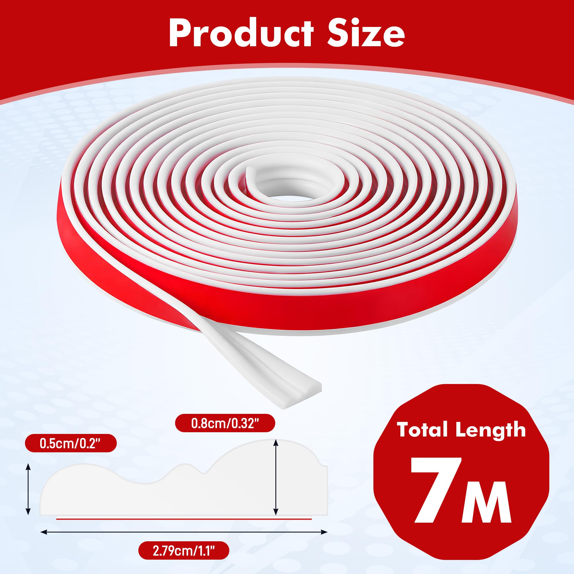Starvortex Moulure Adhesive pour Murs, 7m x 2.79cm Moulure Murale Adhesive | Moulure Flexible pour Portes Intérieures Blanches, Plinthe PVC Souple, pour Murs, Miroirs et Bords, Moulure Decorative