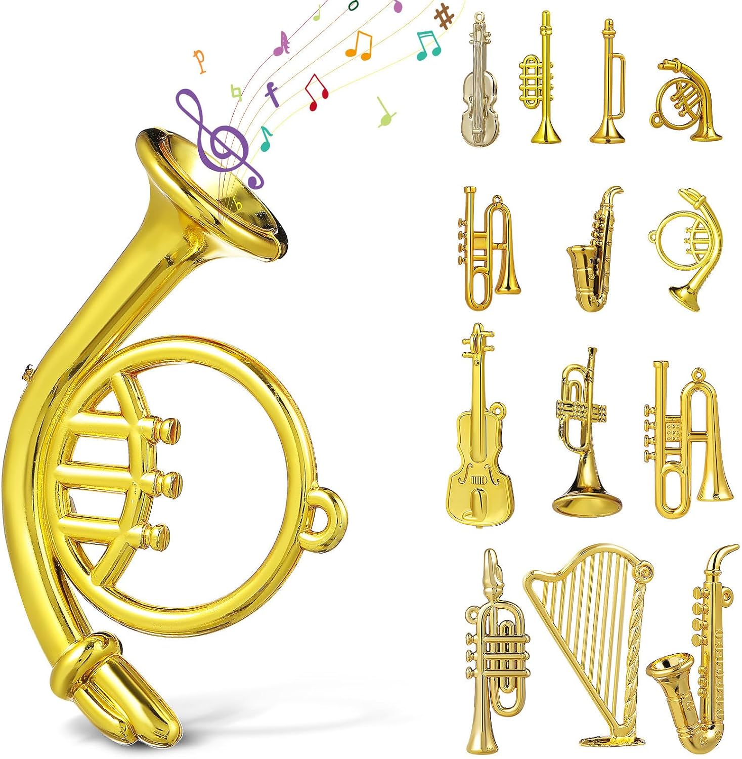 Odoria 1/12 Schaal Miniatuur Muziekinstrumenten Set Mini Saxofoon Trompet Trombone 5 stuks Miniaturen Poppenhuis Accessoires