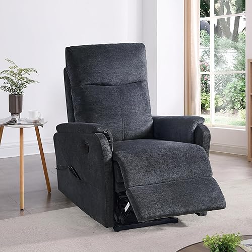 Miniatura 1 de Plococo Silla reclinable eléctrica para sala de estar, silla individual de tela compacta eléctrica con puerto USB, control de botón de reposabrazos,