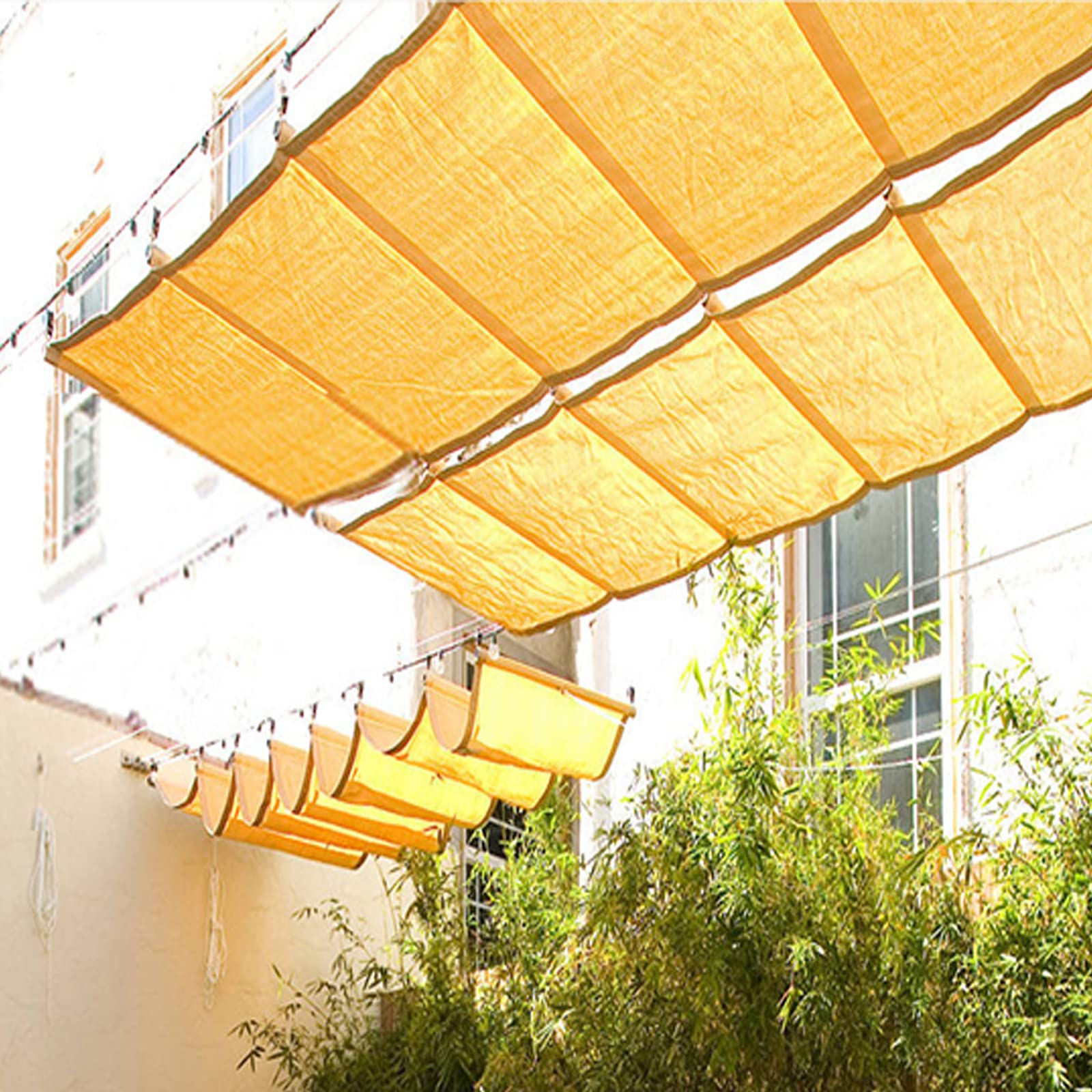 Voile d'ombrage pour pergola de jardin rétractable anti-UV 1,9x5m vague