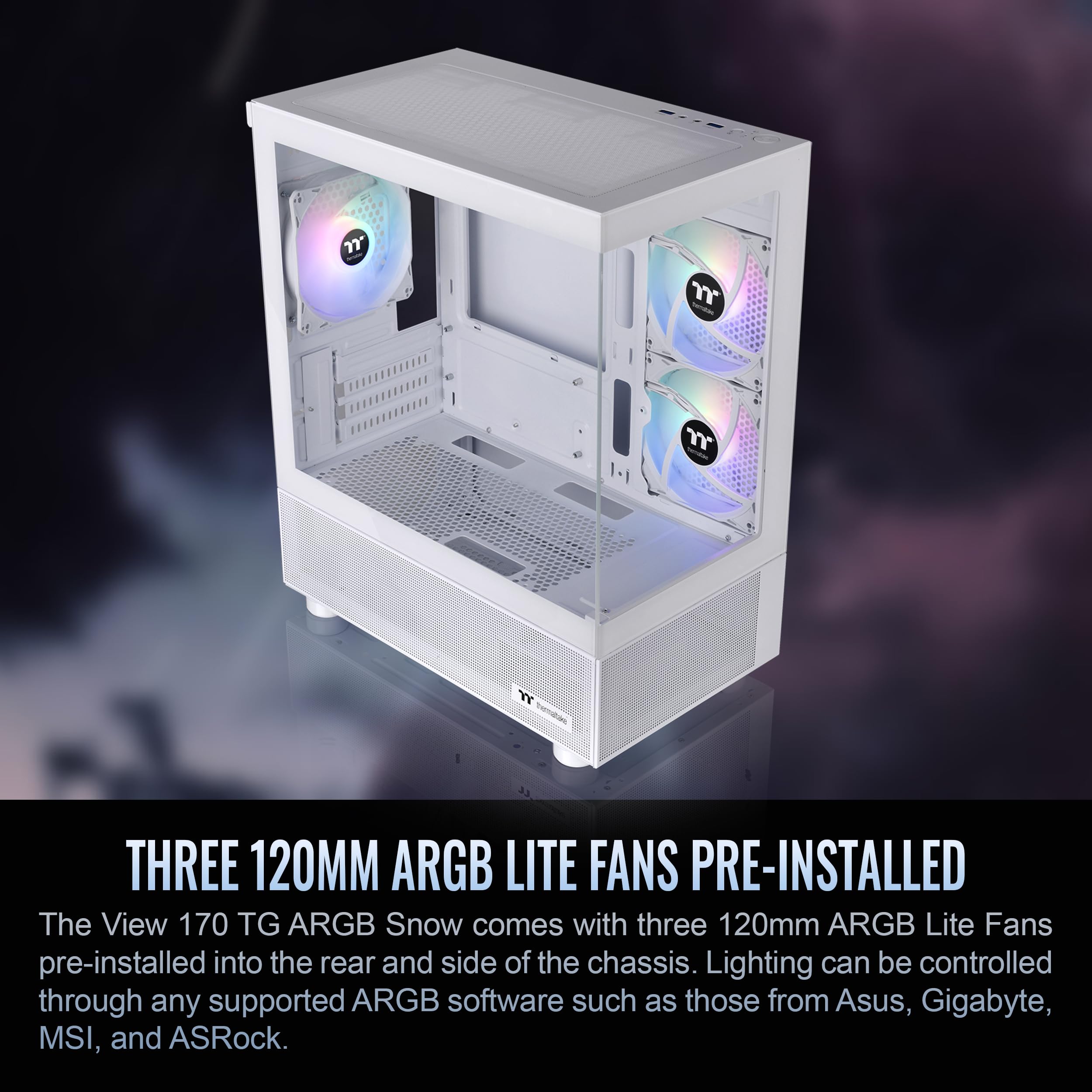 Amazon | Thermaltake View 170 TG ARGB Snow Micro-ATXケース