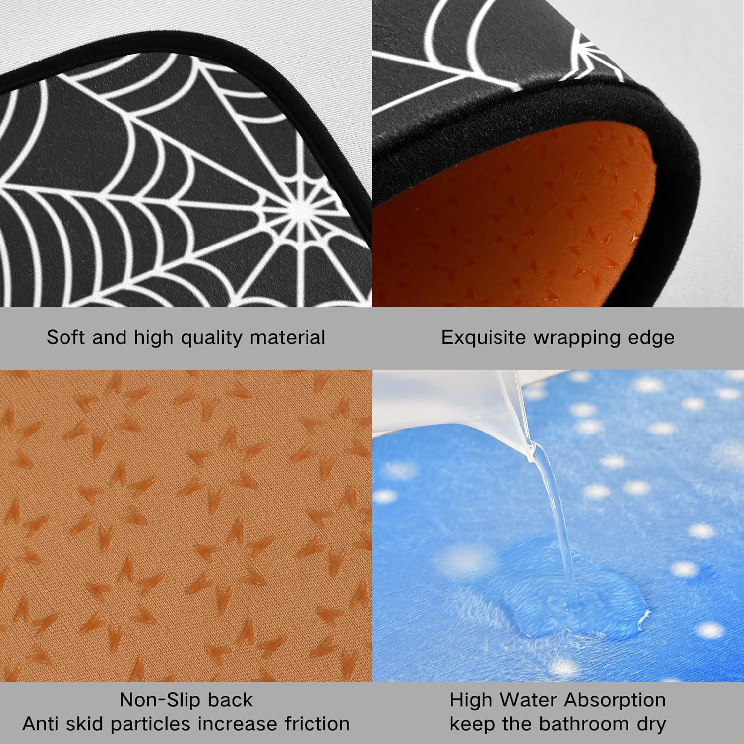 CaTaKu Halloween Spider Web Kitchen Rugs Set - Non Slip, Washable, Comfortable Floor Mats for Kitchen, Laundry, Sink, Office