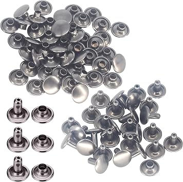 Trimming Shop Double Cap Rivets Leather Rivets Tubular Metal Studs for DIY Leathercrafts, Clothing Repair & Replacement, Handbag, Belts, 6mm x 5mm, Gunmetal Black, 100 Sets