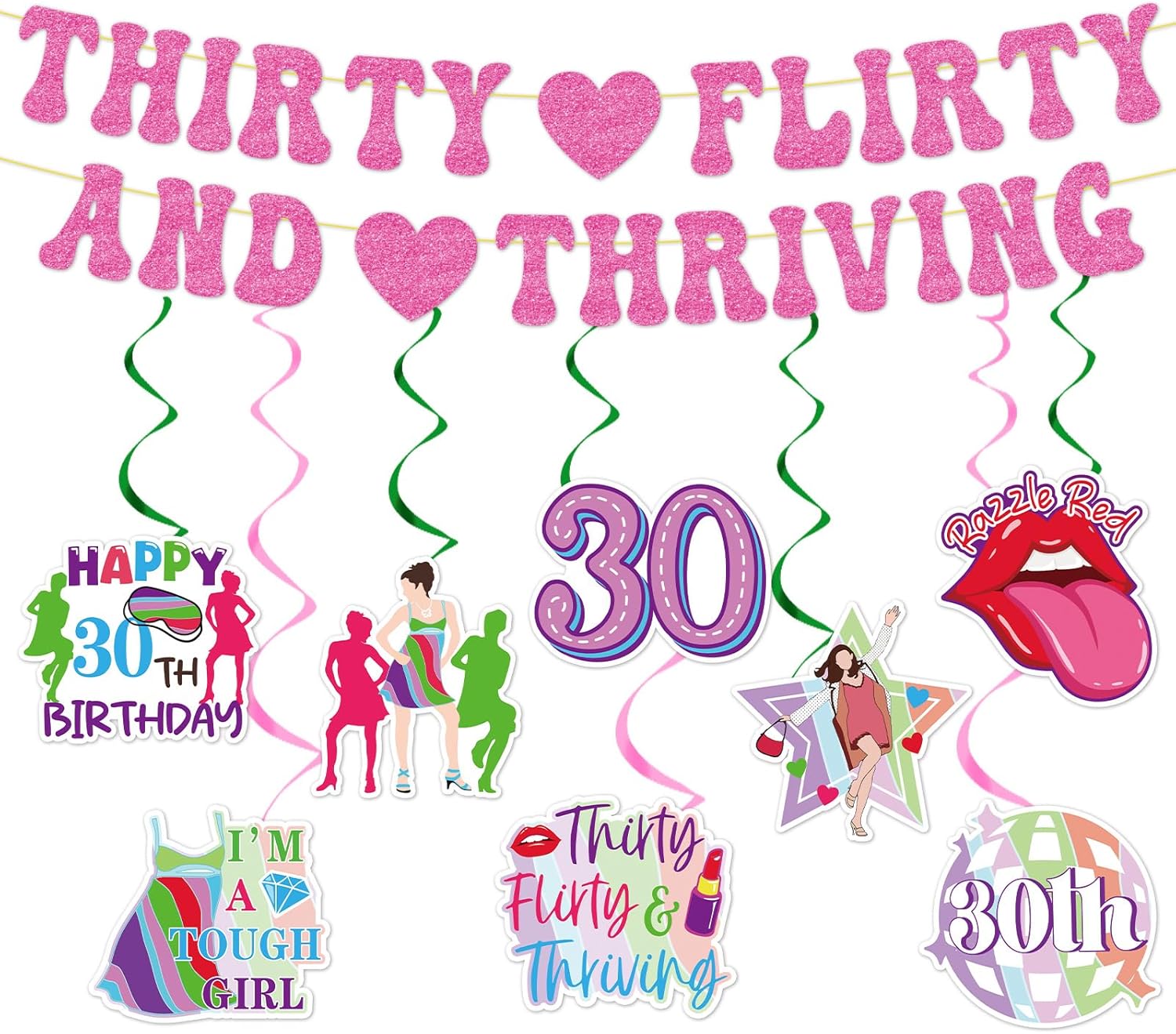 Amazon.com: Aposwow Thirty Flirty and Thriving Decorations - 10PCS 30 ...
