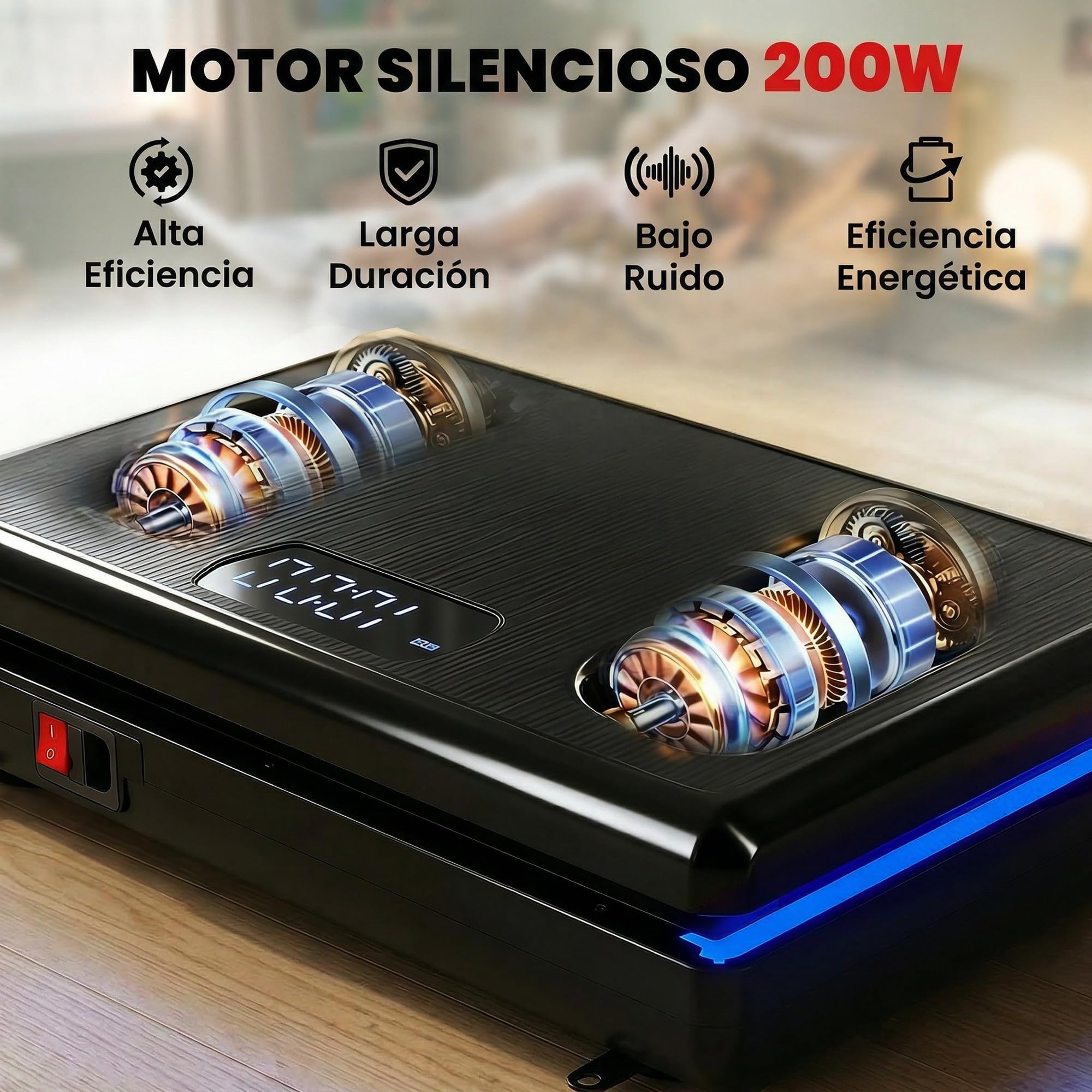SPORTNOW Plataforma Vibratoria, 120 Velocidades, 5 Programas, Plataforma Vibración Muscular 200W con 2 Bandas Elásticas, Pantalla LED, Luz, Mando a Distancia, Carga 120 kg para Hacer Ejercicio en Casa