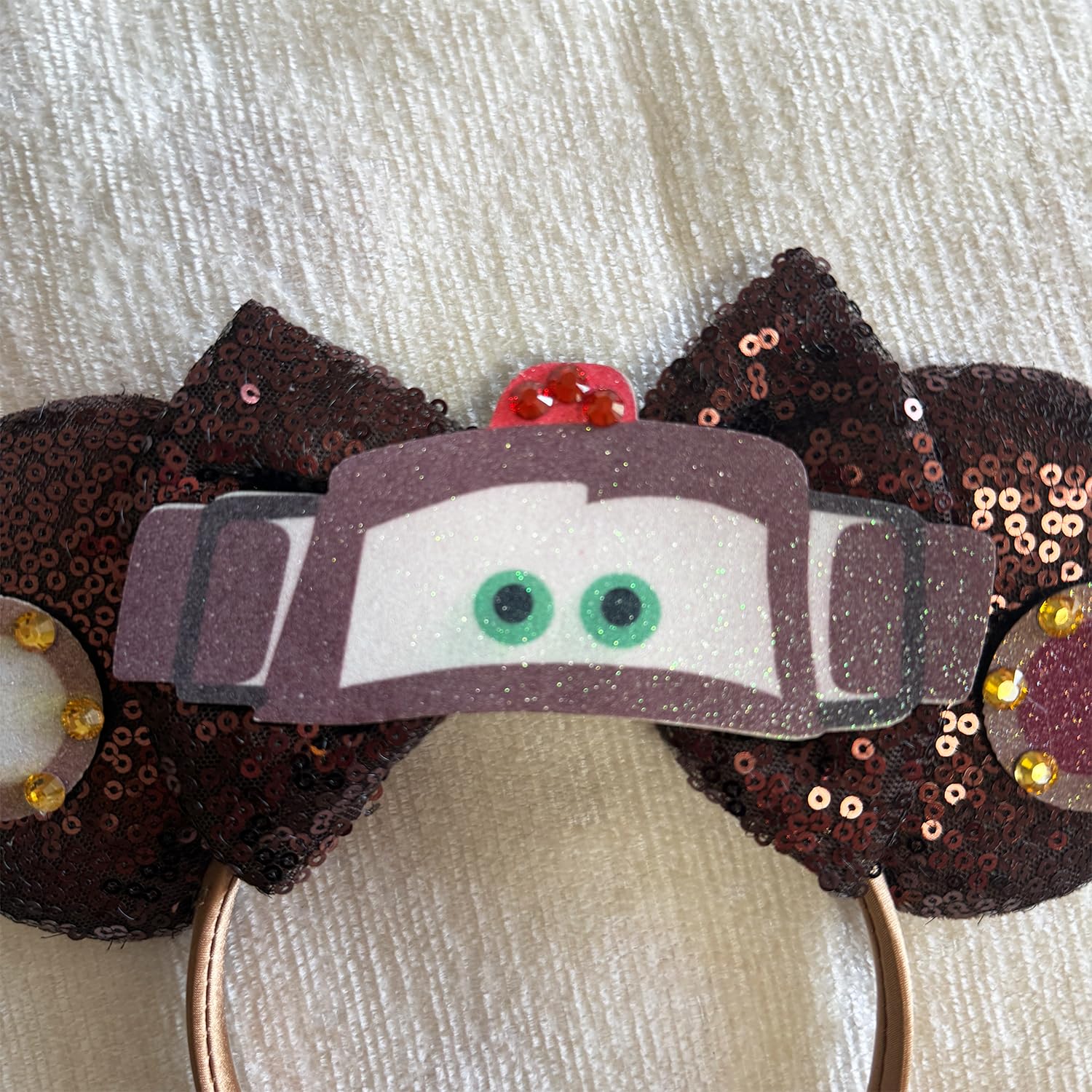 Inspired Mouse Ears Headbands for Adult Sequin Brown Bows